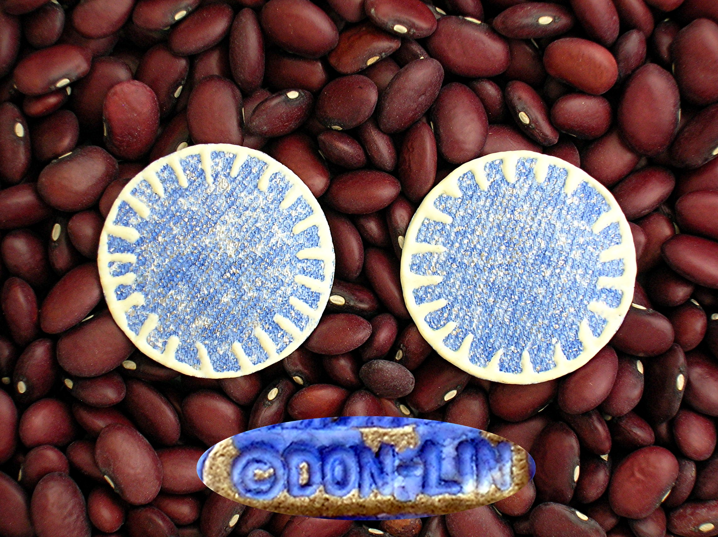Signed DON LM Denhim Look Earrings . . . .