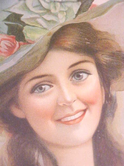 Print Lady with Floral Hat 1906 Gibson Girl Style