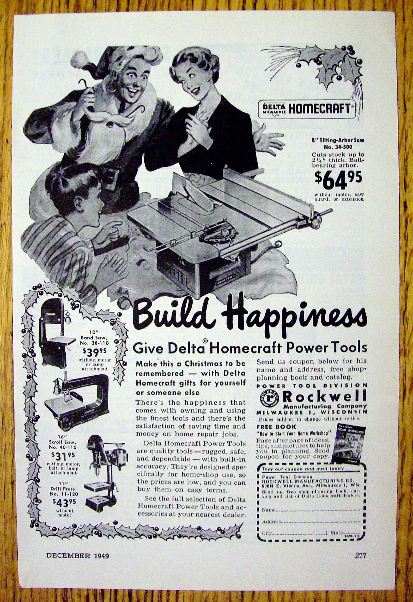1949 Delta Homecraft Power Tools with Happy Man
