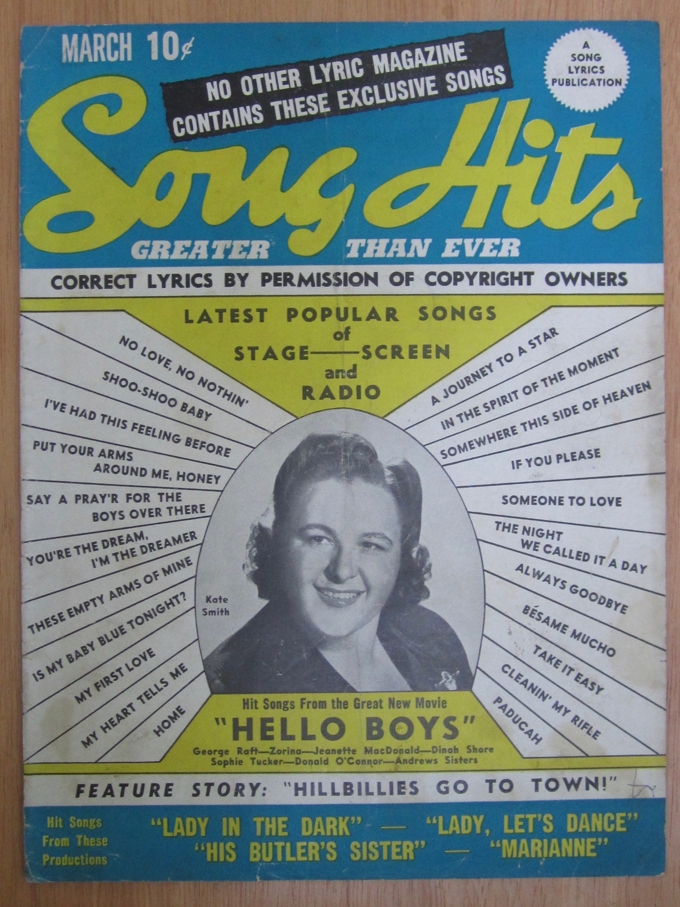 March 1944 Song Hits Kate Smith Cover
