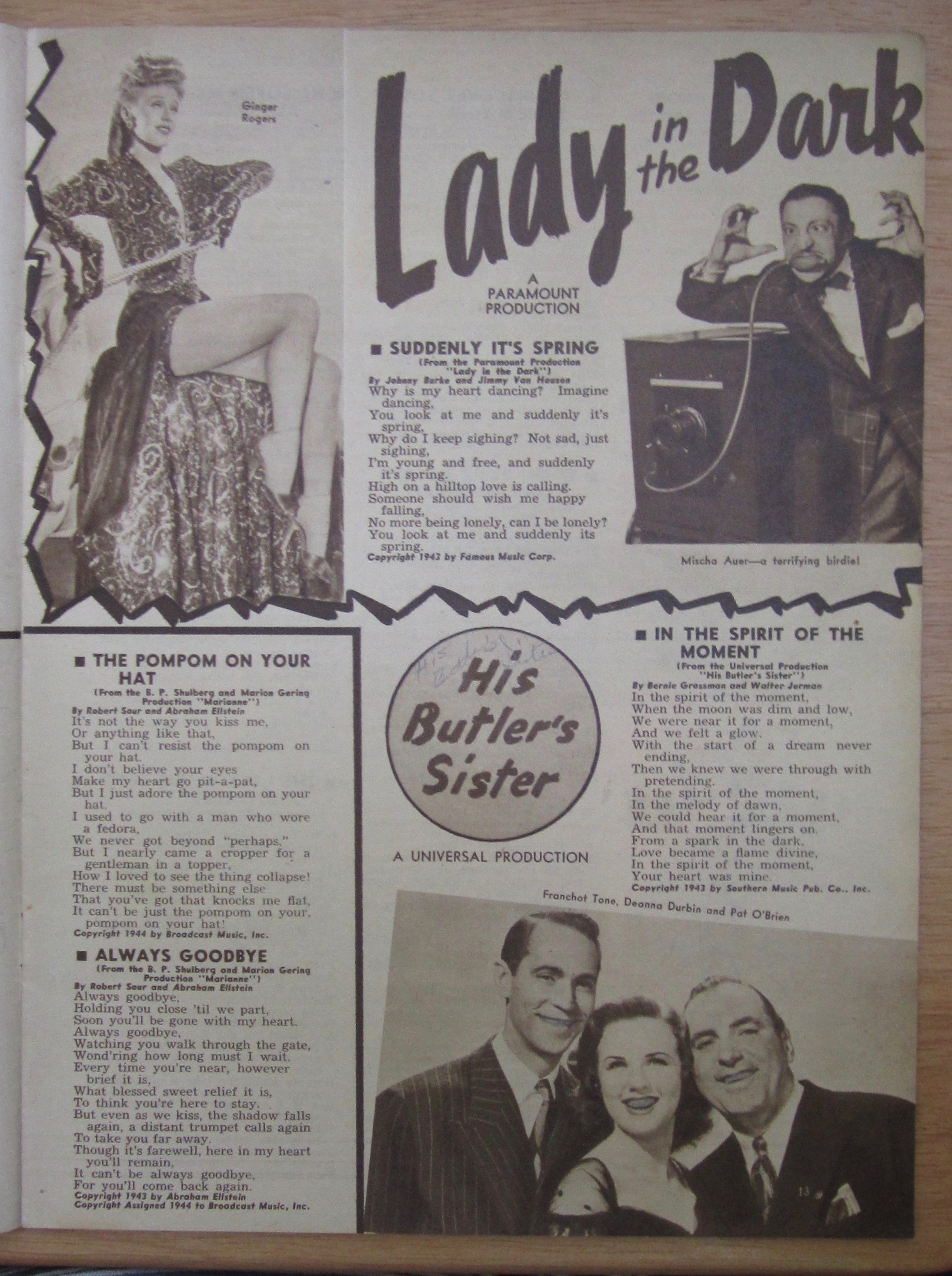 March 1944 Song Hits Kate Smith Cover