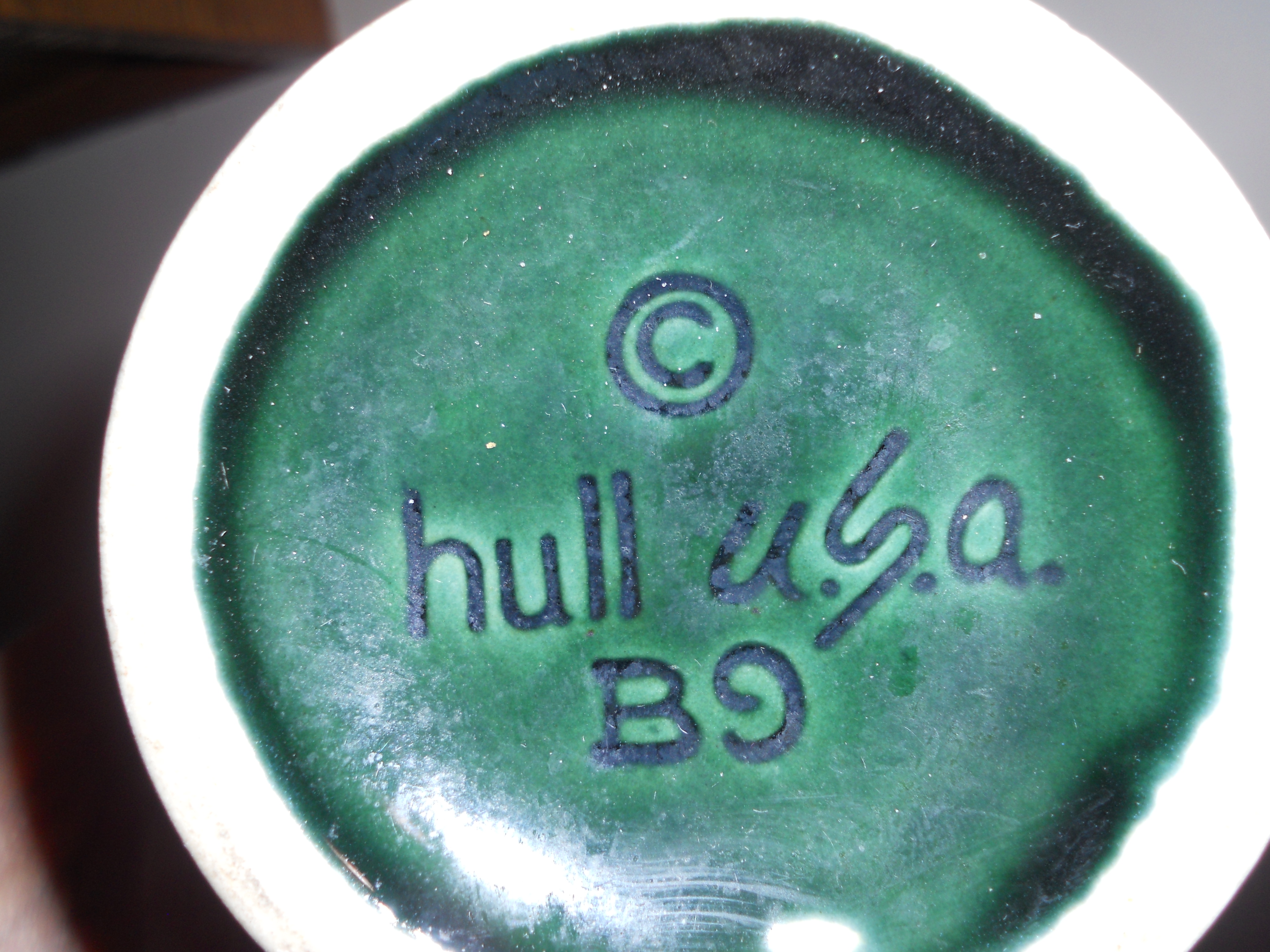 Hull Pottery Green Glazed Basket USA B9
