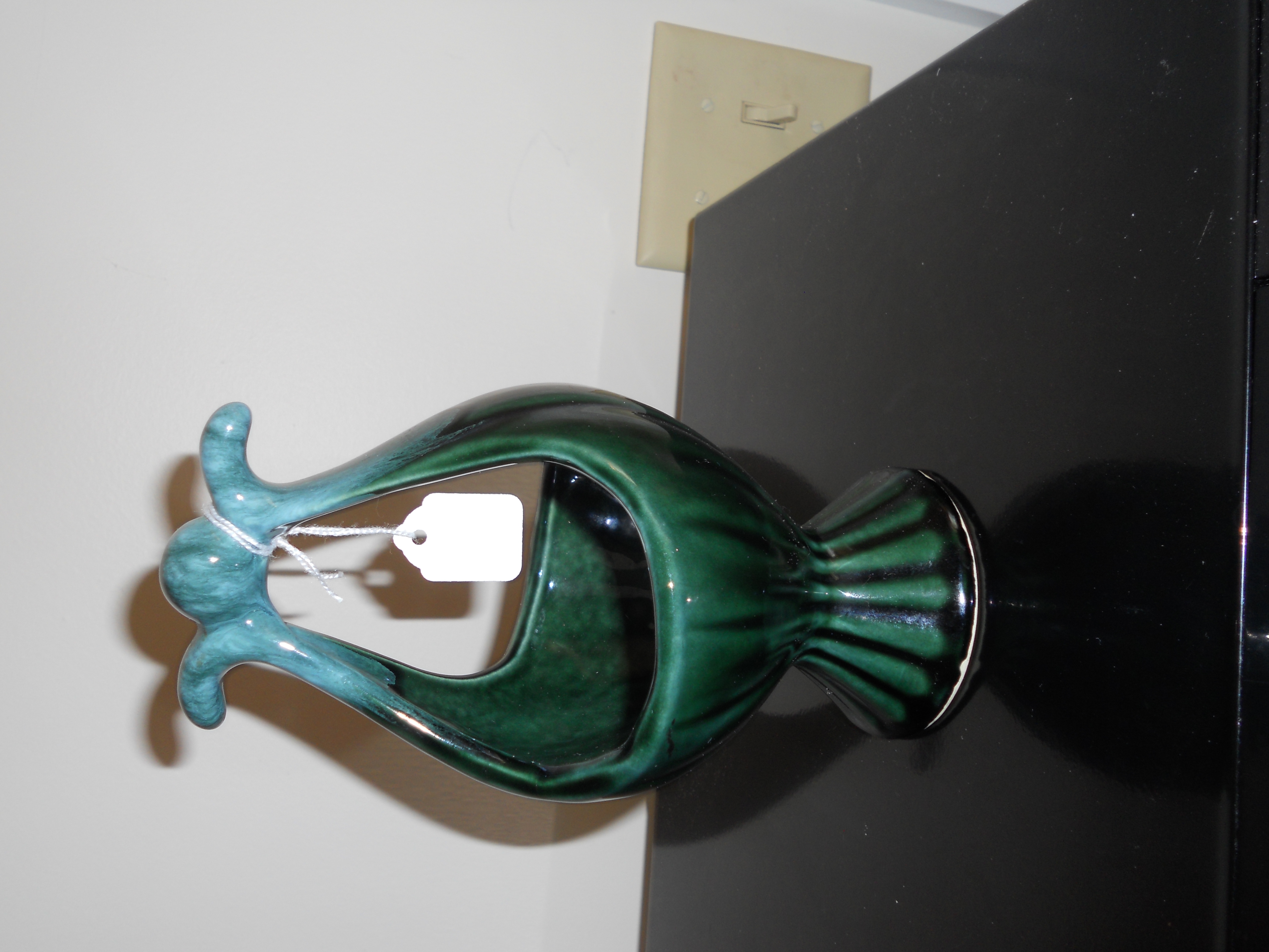 Hull Pottery Green Glazed Basket USA B9