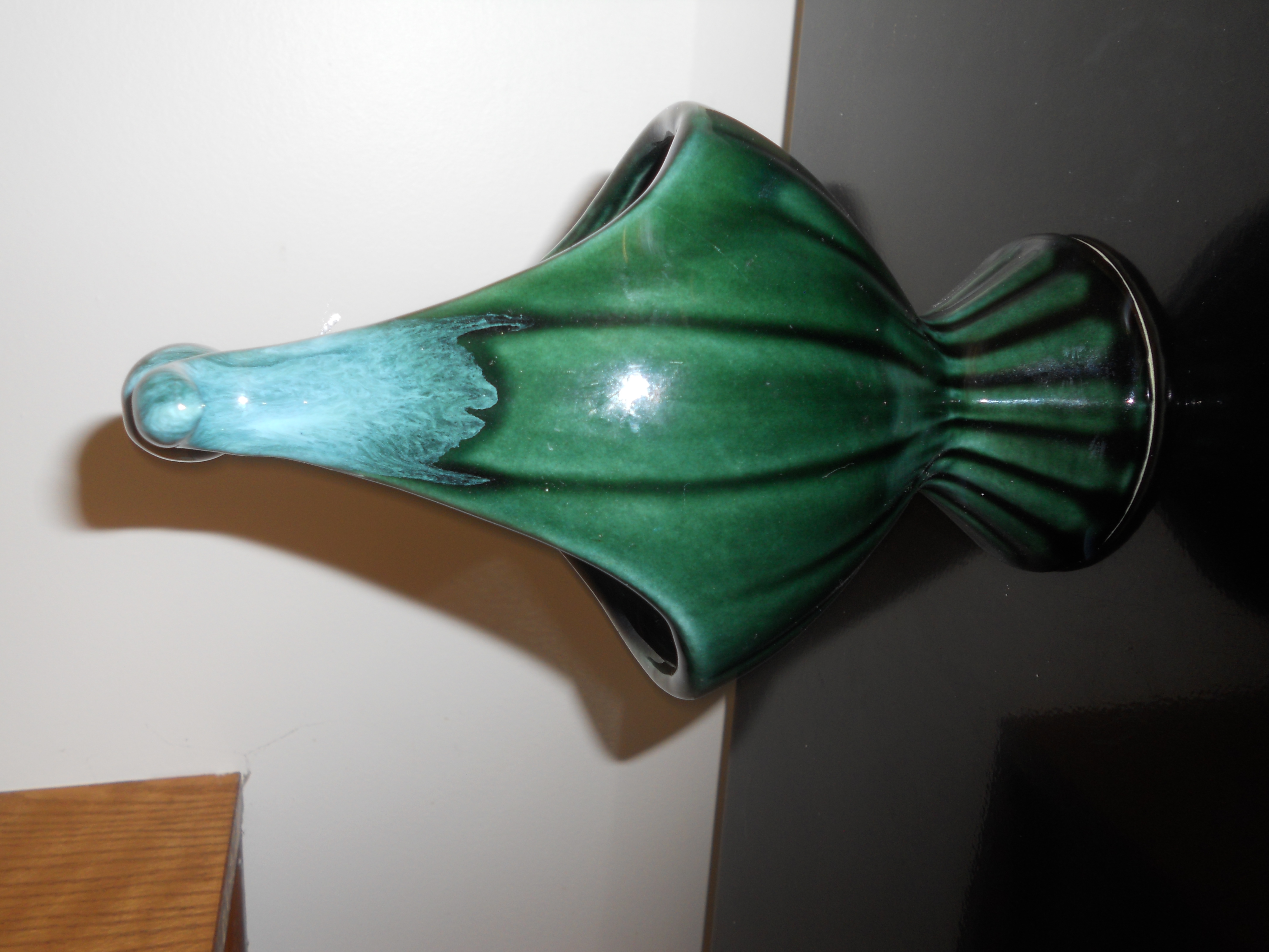 Hull Pottery Green Glazed Basket USA B9
