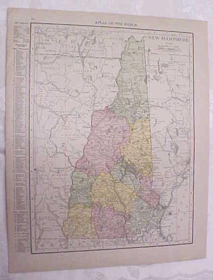 Antique Map New Hampshire Maine 1917 Rand