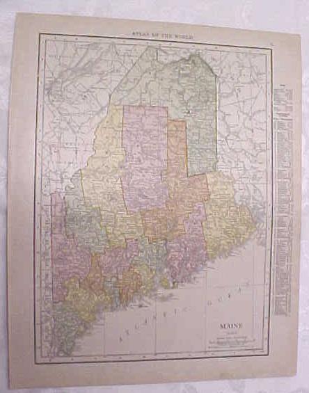 Antique Map New Hampshire Maine 1917 Rand
