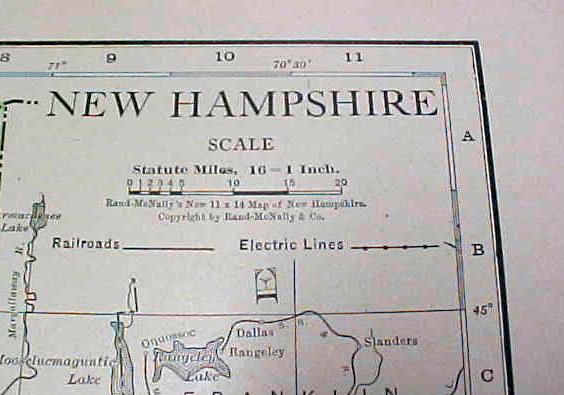 Antique Map New Hampshire Maine 1917 Rand