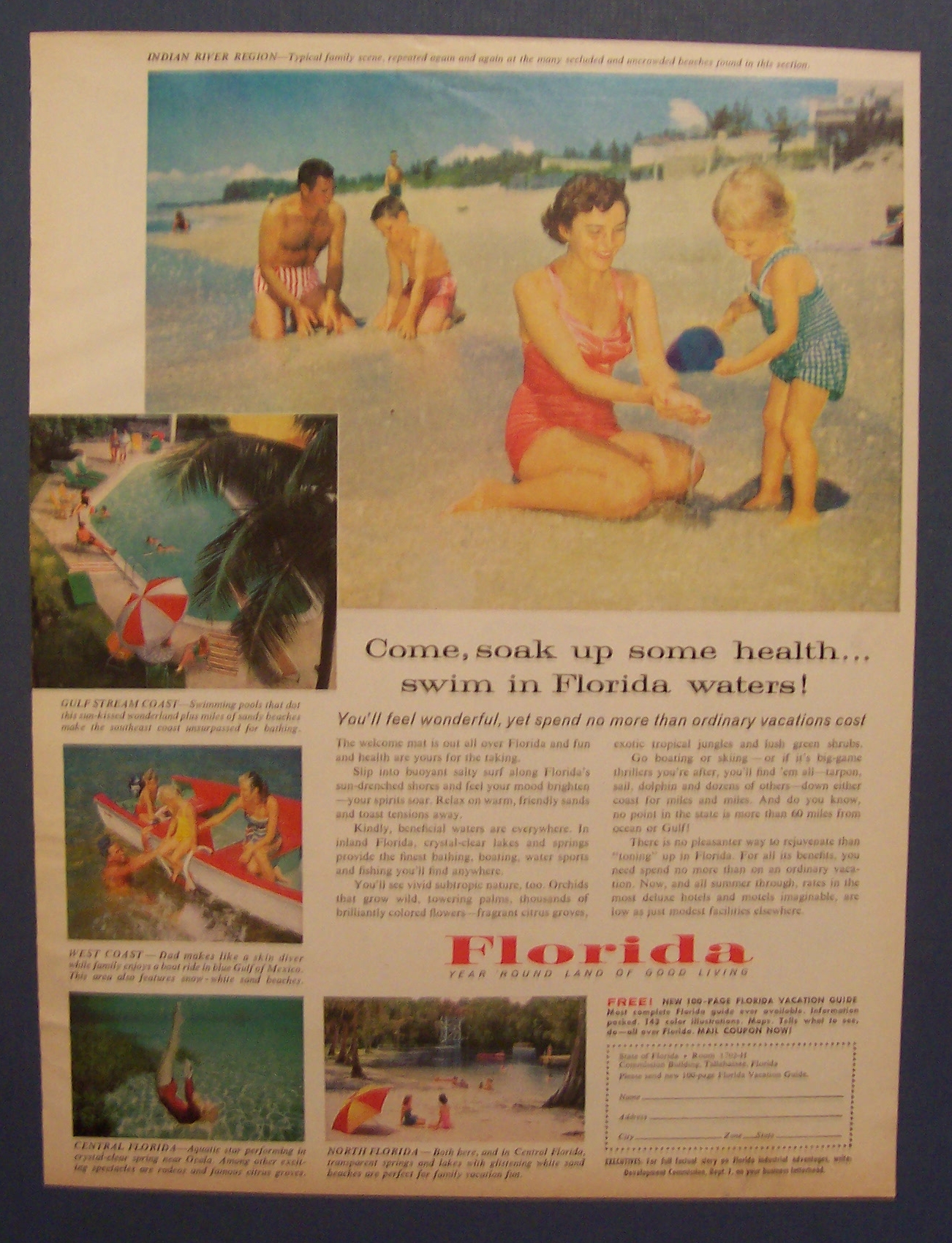 1958 Florida with 4 Different Areas in Florida