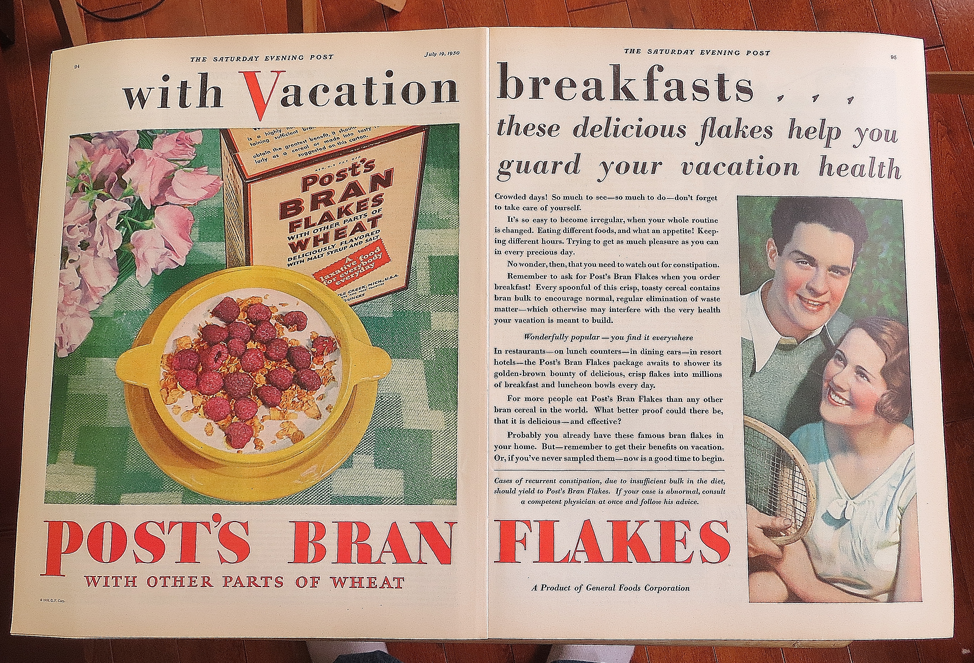1930 Post Bran Flakes With Couple Smiling