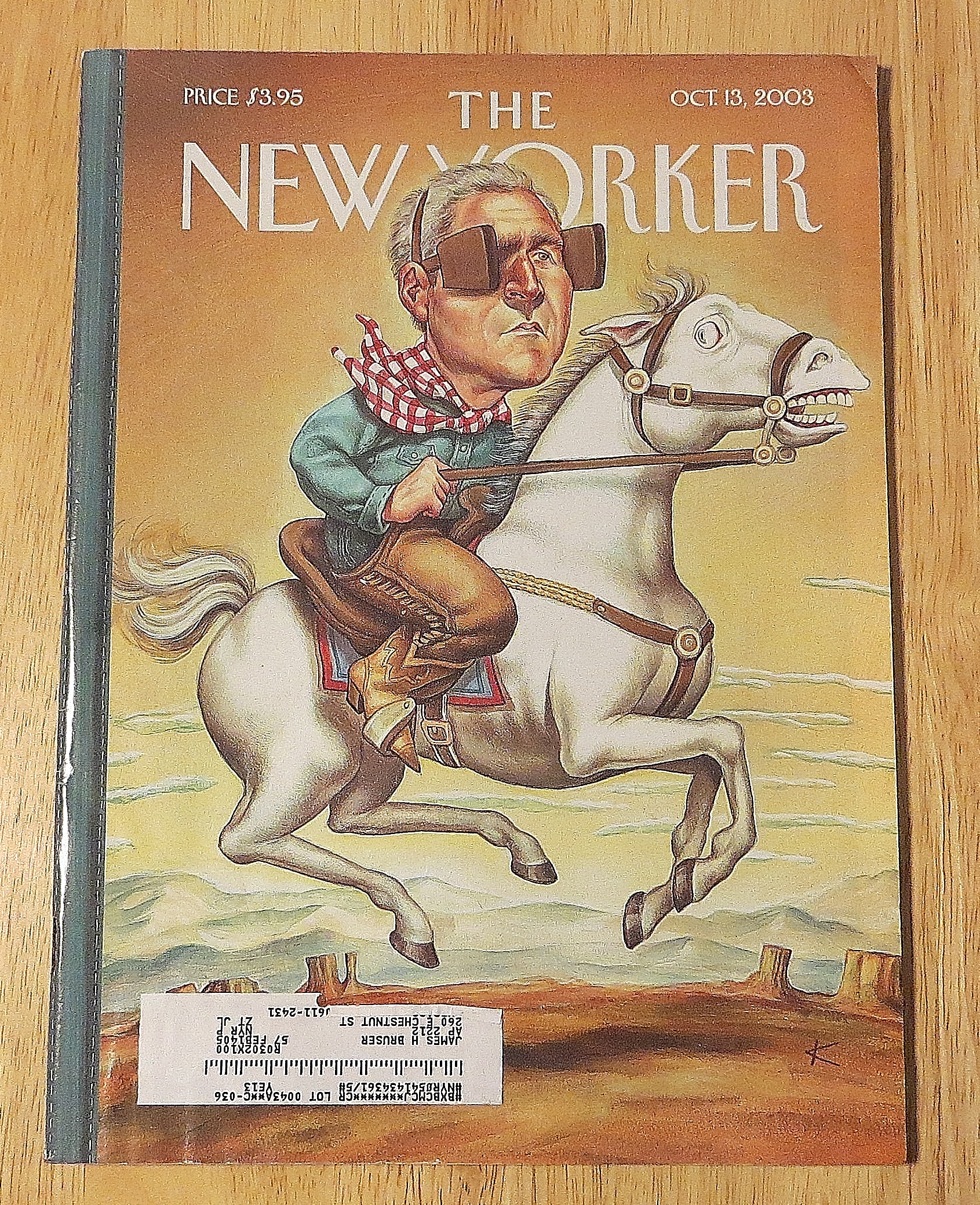 New Yorker Magazine October 13, 2003 Man Riding Horse