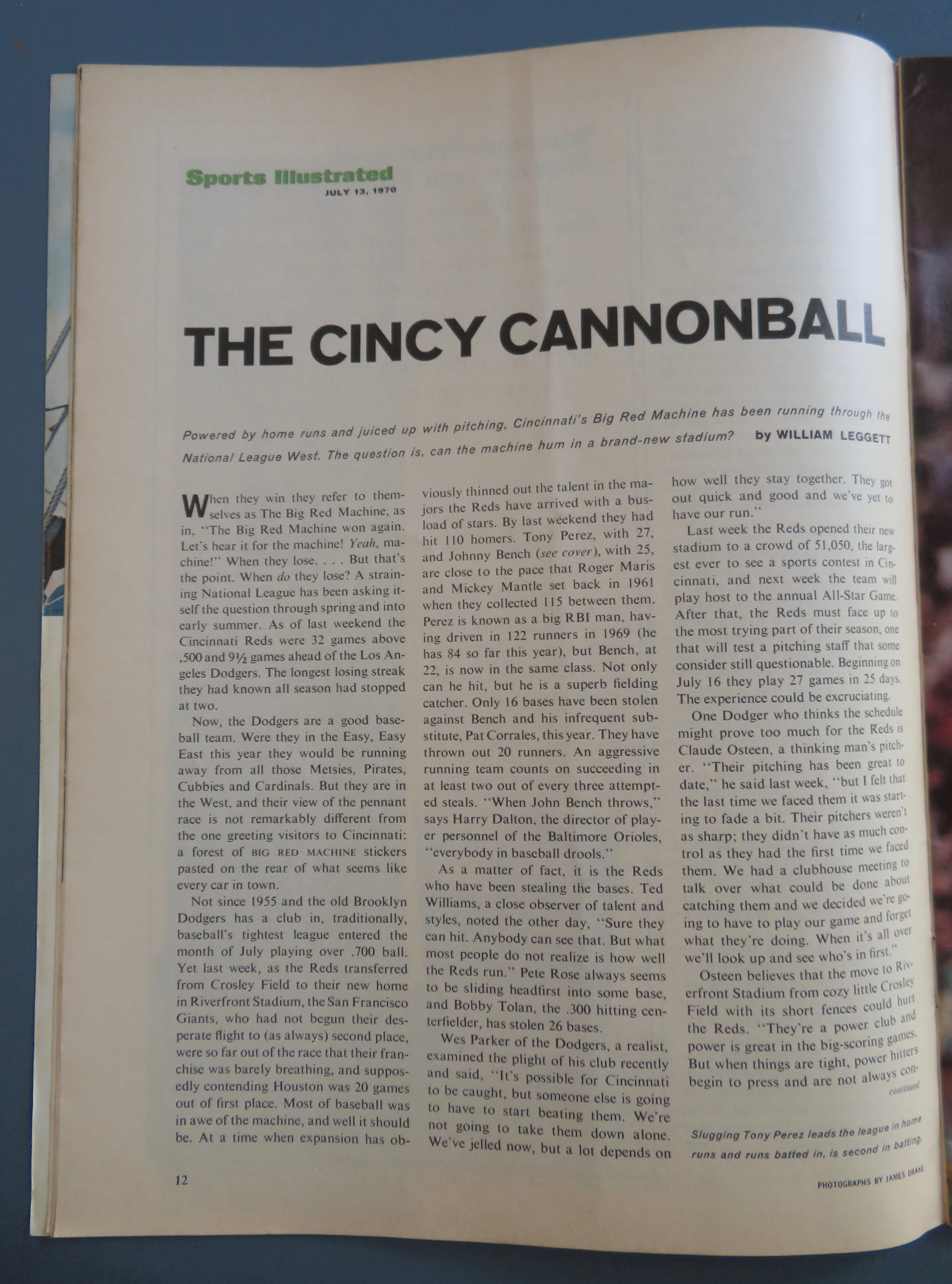 Sports Illustrated Magazine July 13, 1970 Johnny Bench