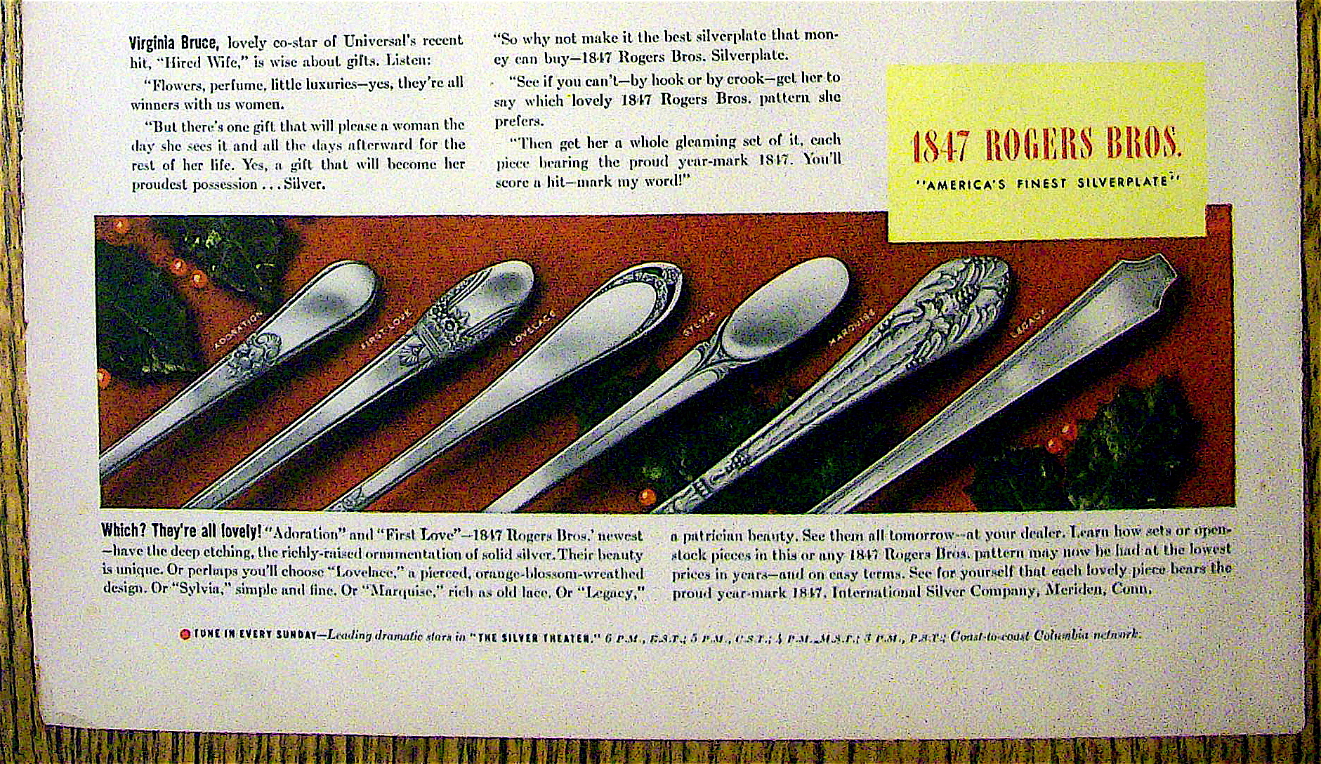 1940 1847 Rogers Brothers Silverplate w/Virginia Bruce
