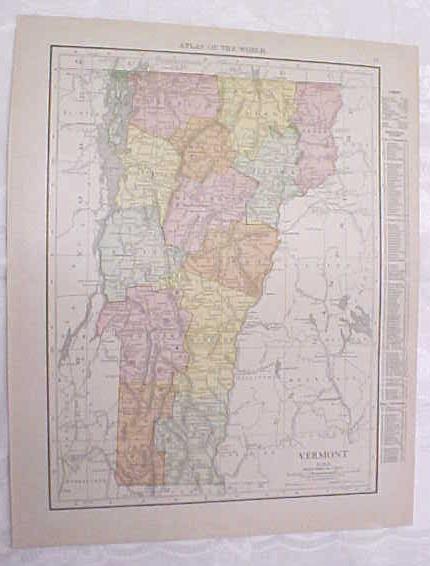 Antique Map Massachusetts Vermont 1917 Rand McNally