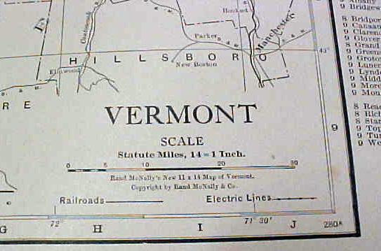 Antique Map Massachusetts Vermont 1917 Rand McNally