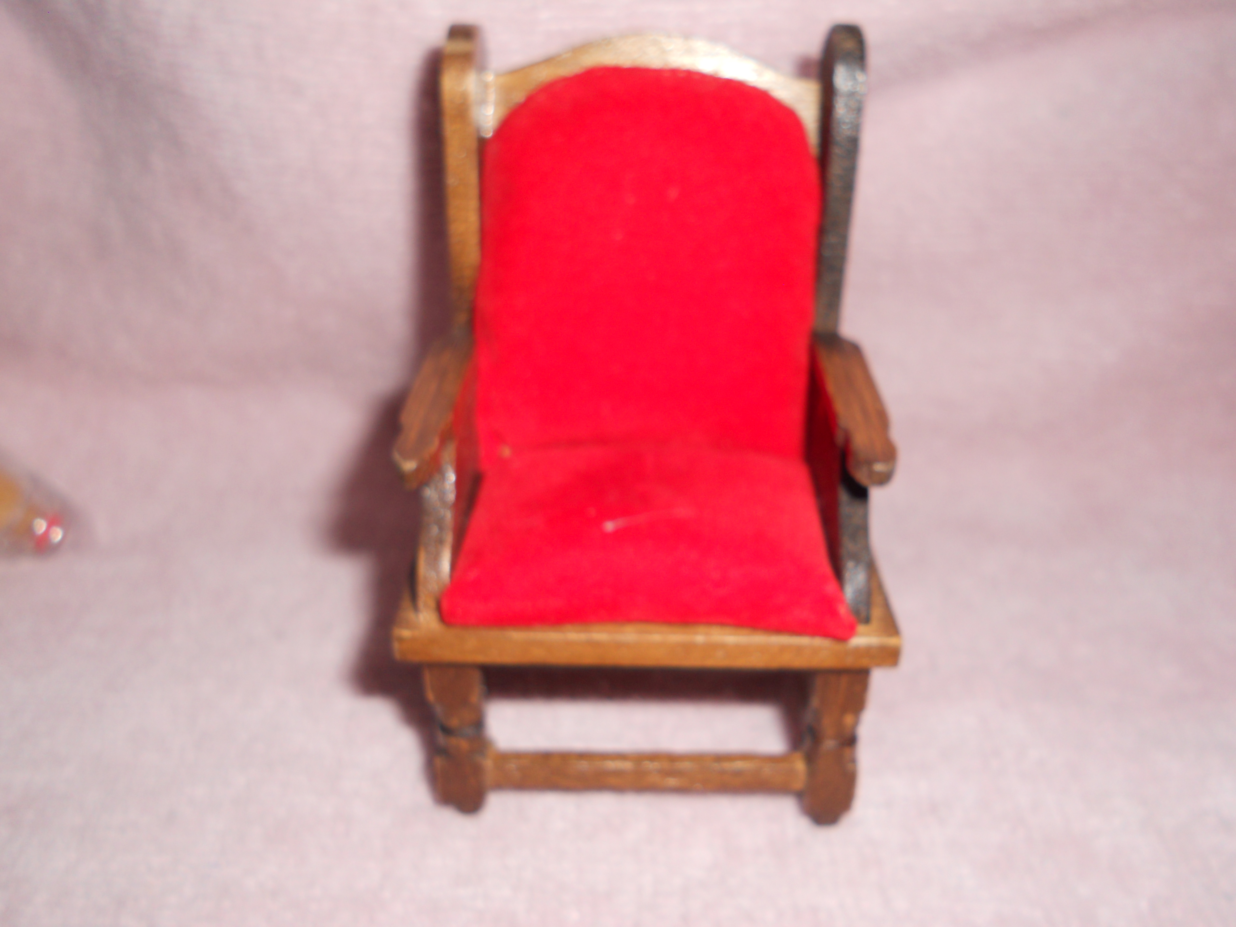 Dollhouse Arm Chair with Red Cushions