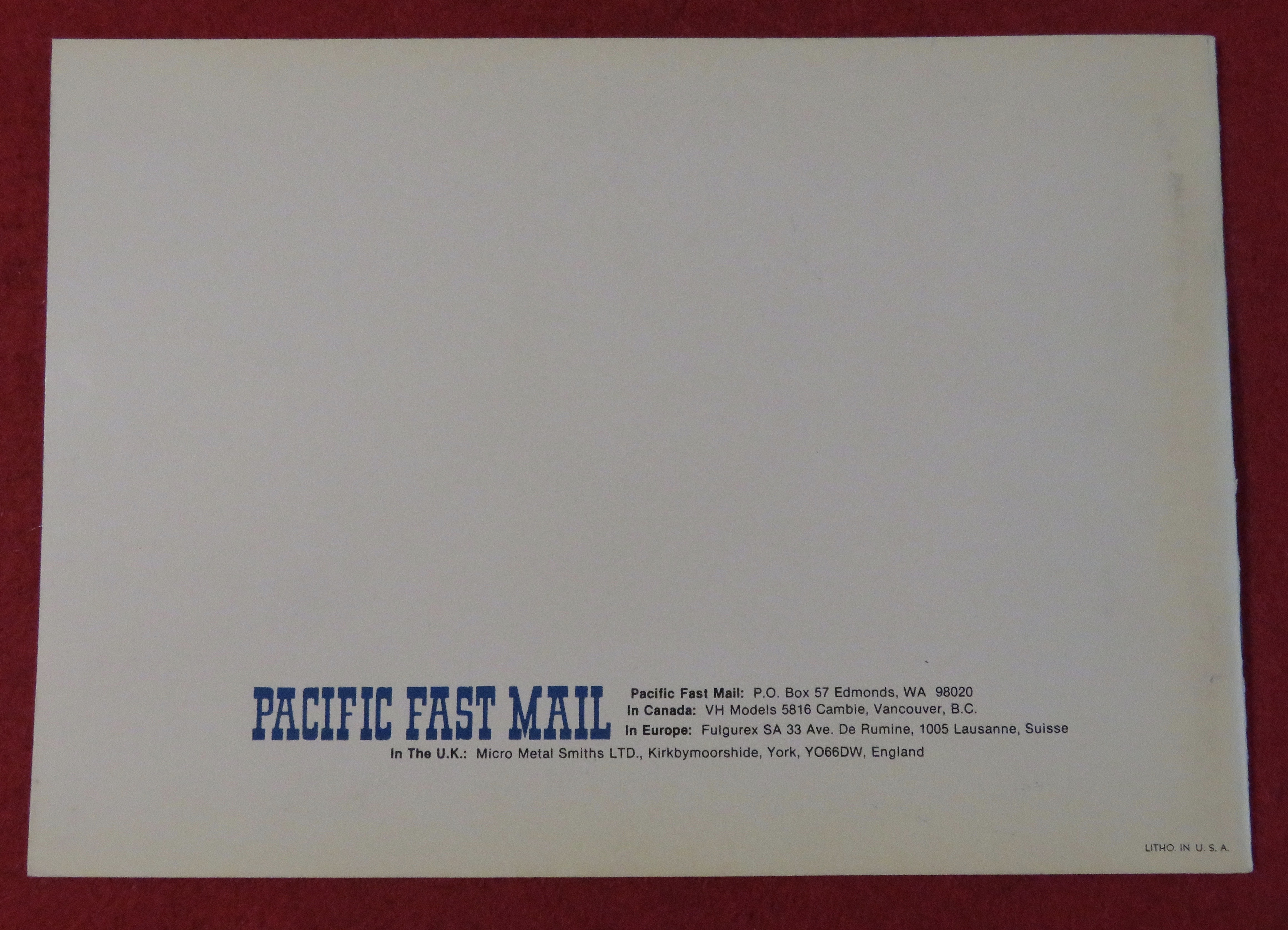 Pacific Fast Mail Model Train Catalog 1970's (15th Ed)