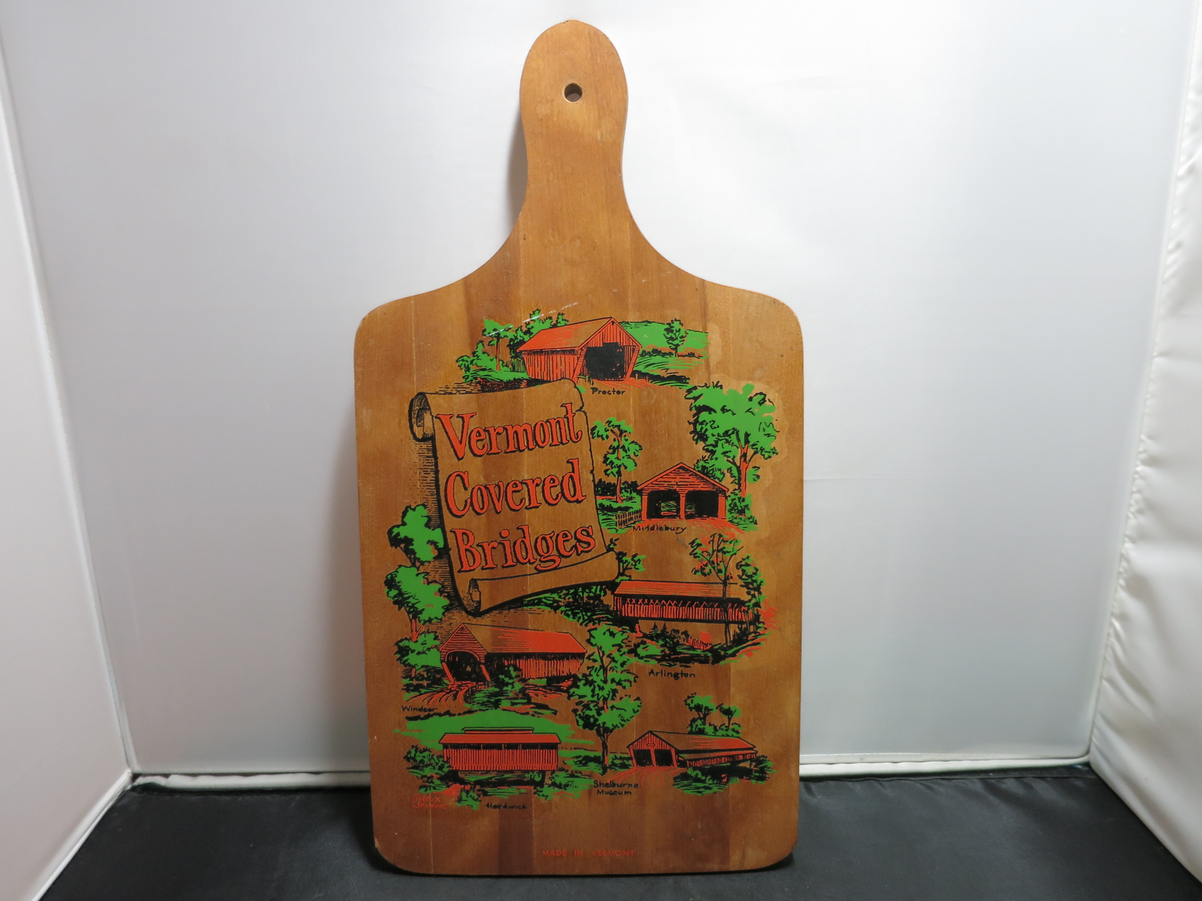 Vintage Vermont Covered Bridges Cutting Board Wooden