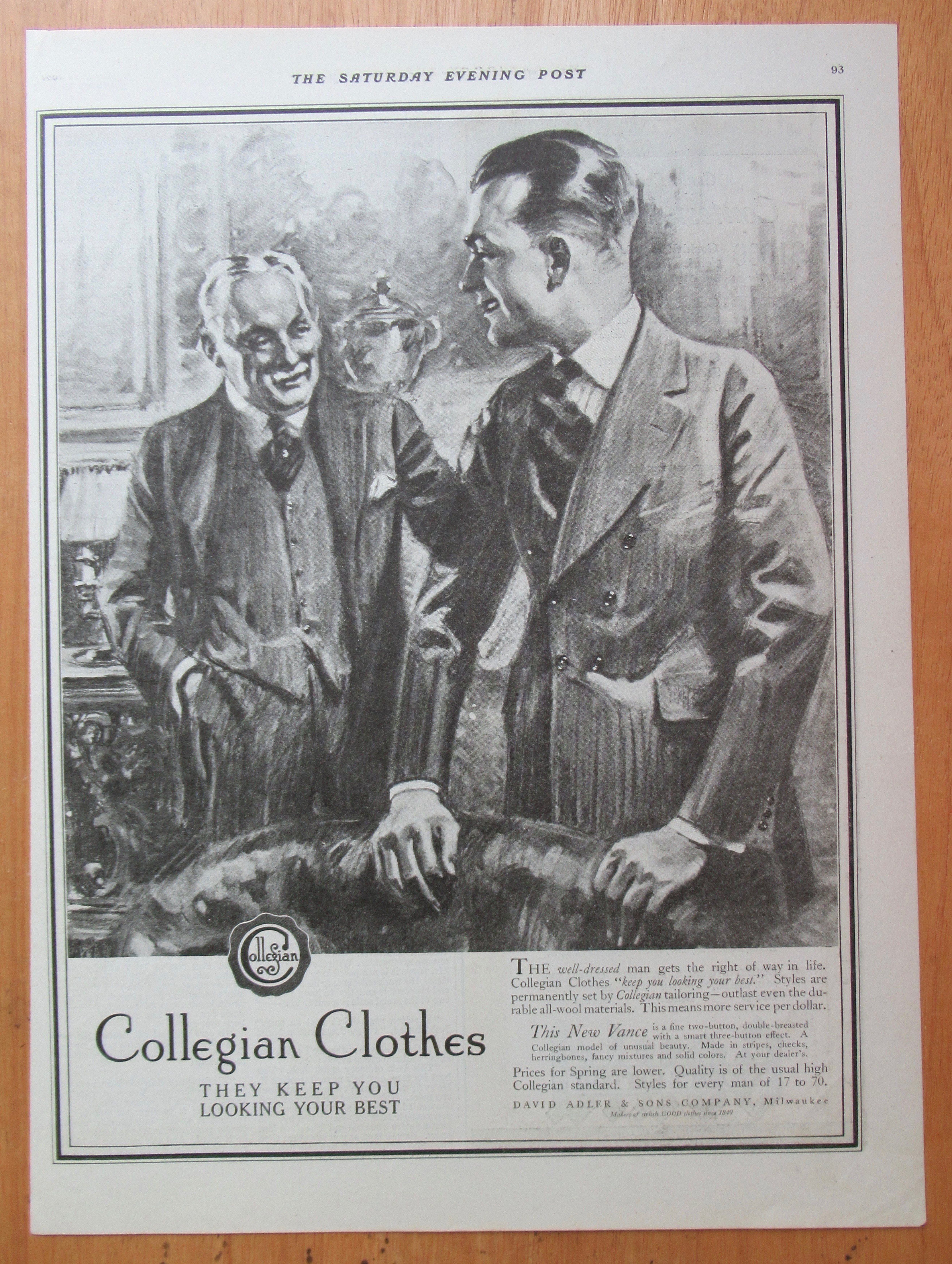 1921 Collegian Clothes with Two Men Talking in Suits