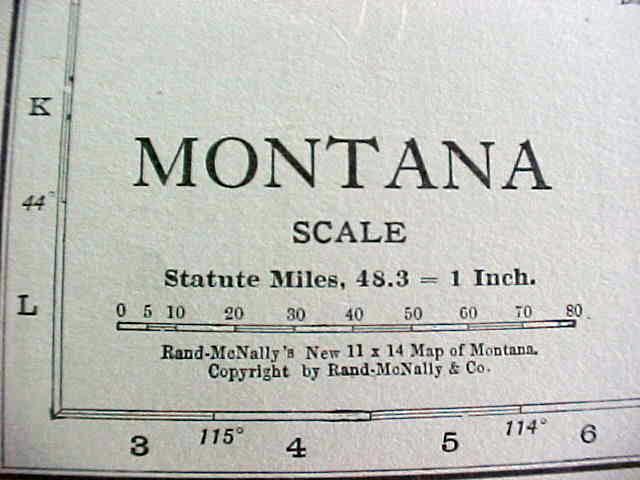 Antique Map Montana 1916 Rand McNally Nice Colors