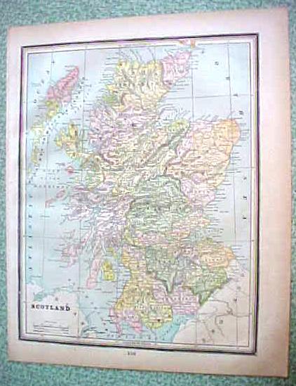 Antique Map Scotland Ireland 1894