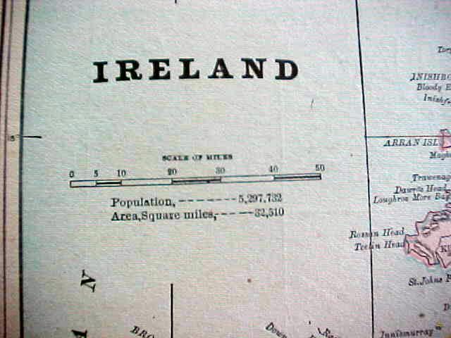 Antique Map Scotland Ireland 1894