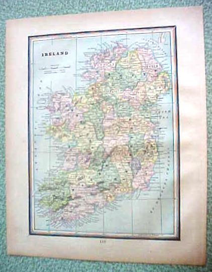 Antique Map Scotland Ireland 1894