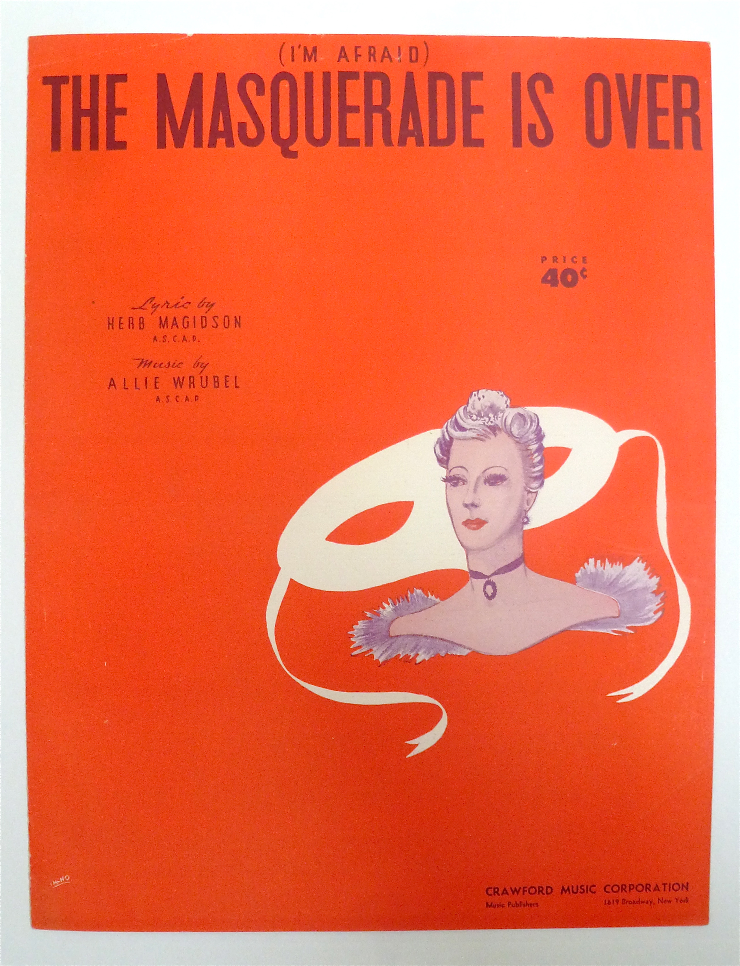 Sheet Music For 1938 The Masquerade Is Over