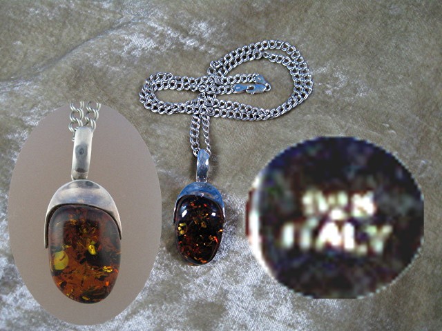 Baltic  Amber Sterling Silver Necklace