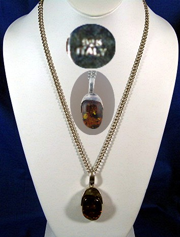 Baltic  Amber Sterling Silver Necklace