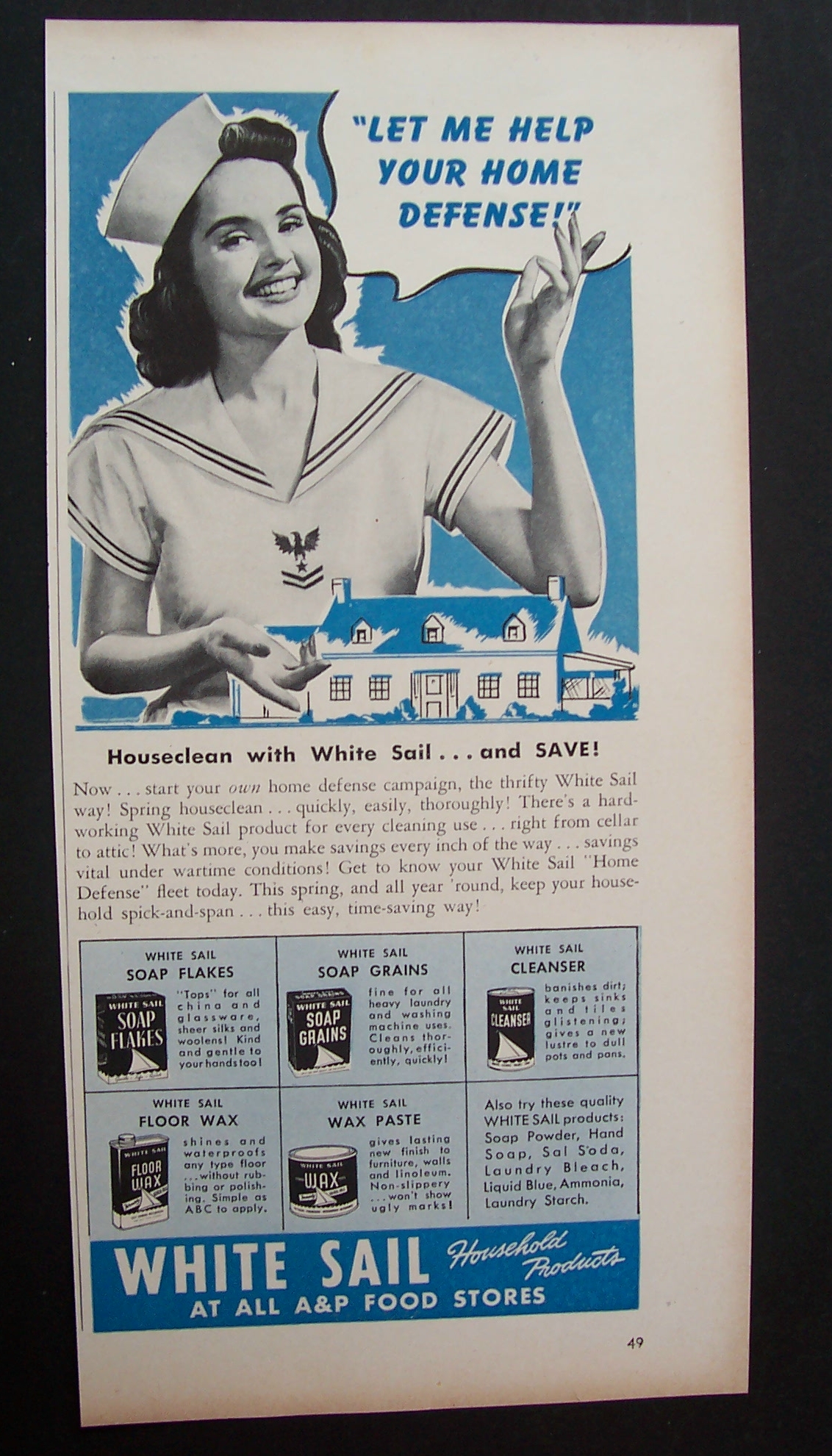 1942 White Sail Household Products
