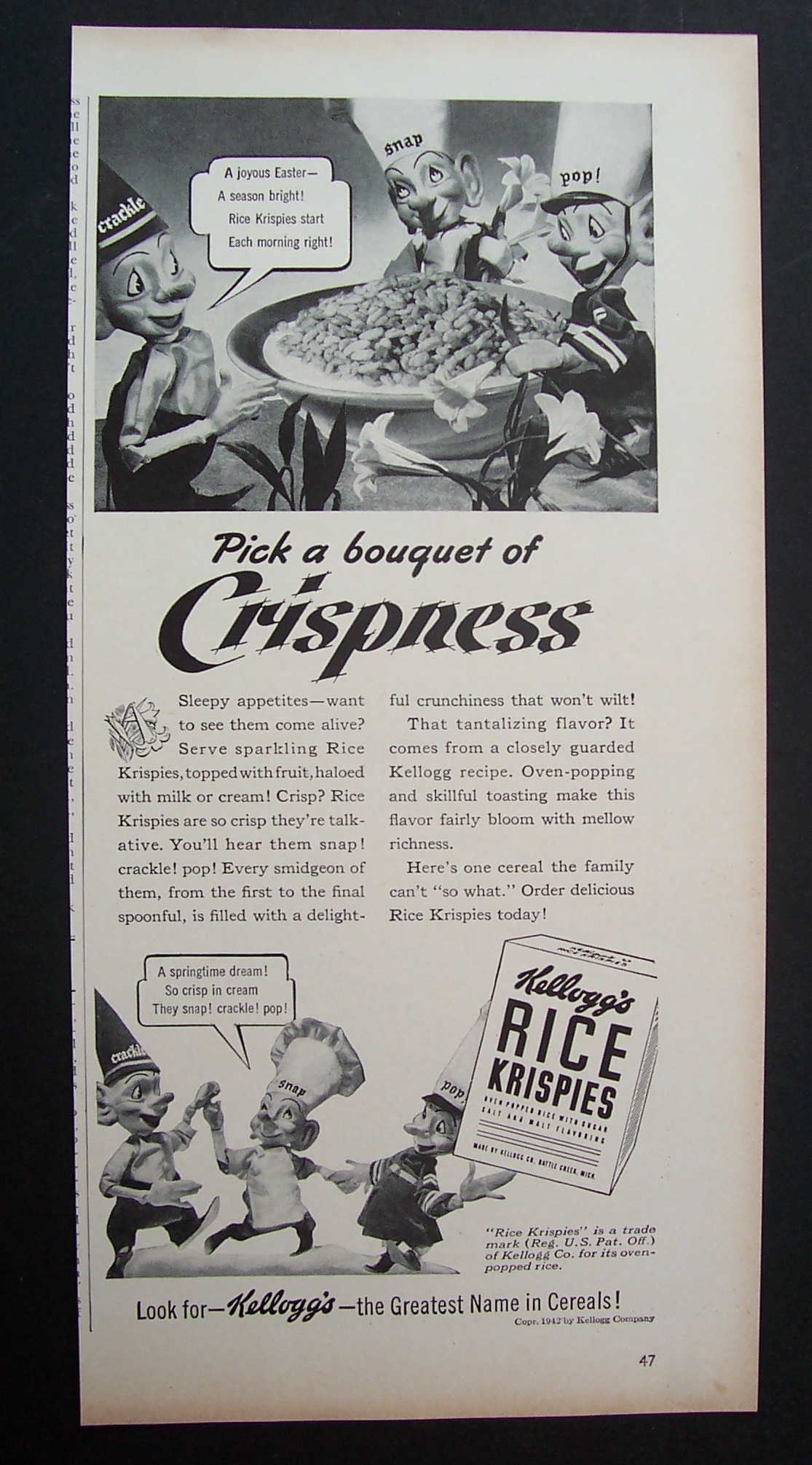 1942 Kellogg Rice Krispies with 3 Little Men