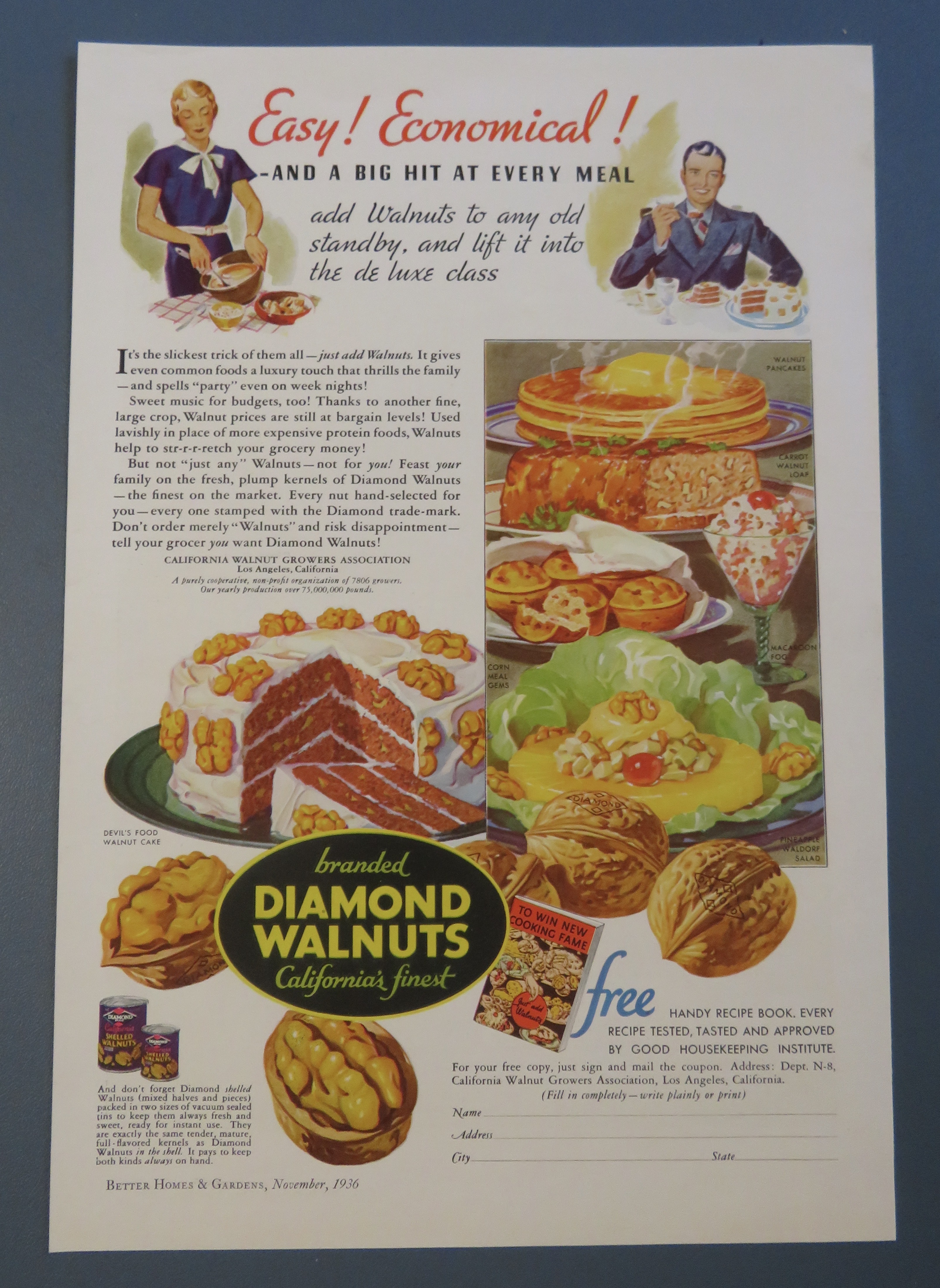 1936 Diamond Walnuts with Easy & Economical Meals