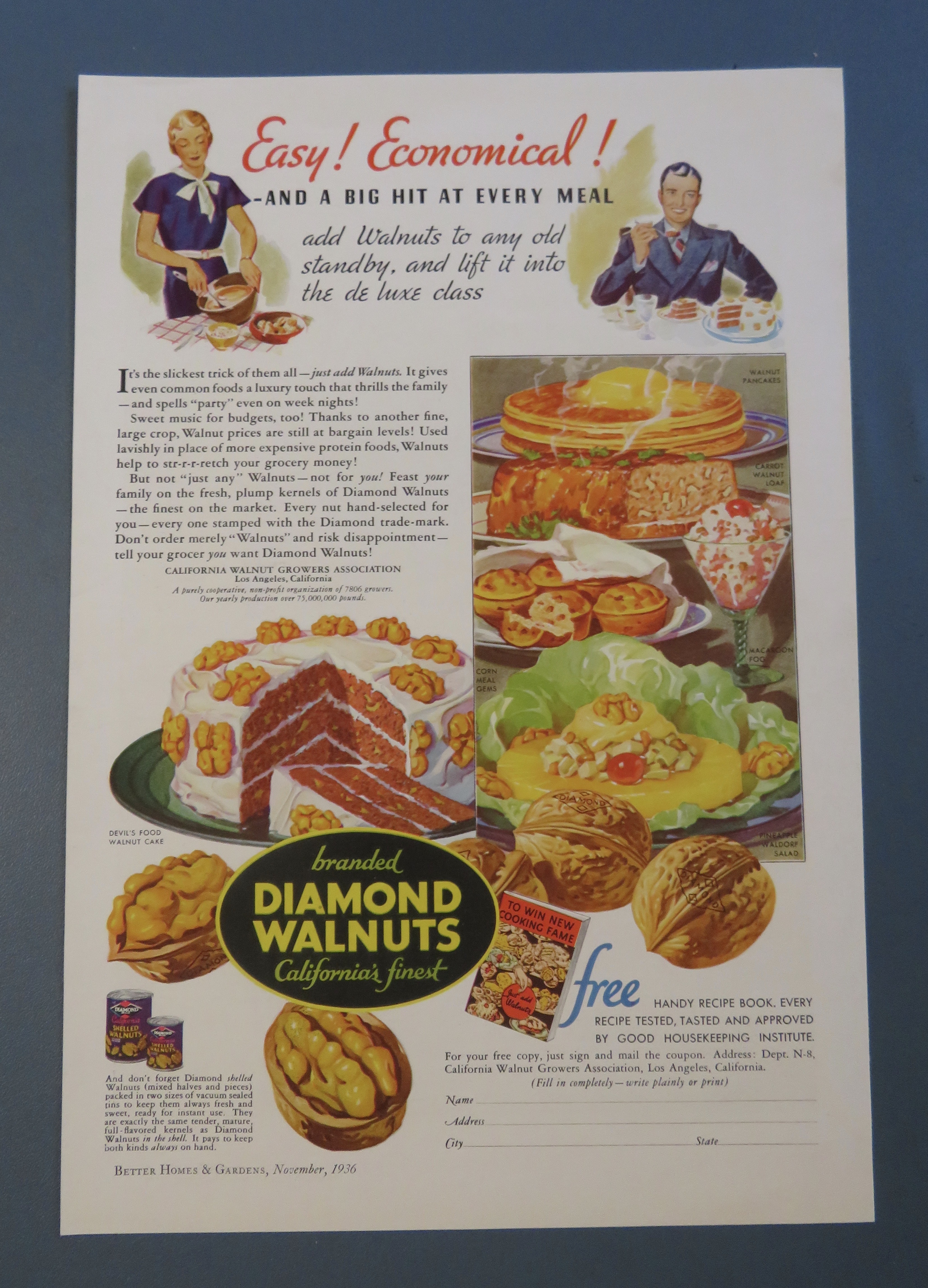 1936 Diamond Walnuts with Easy & Economical Meals