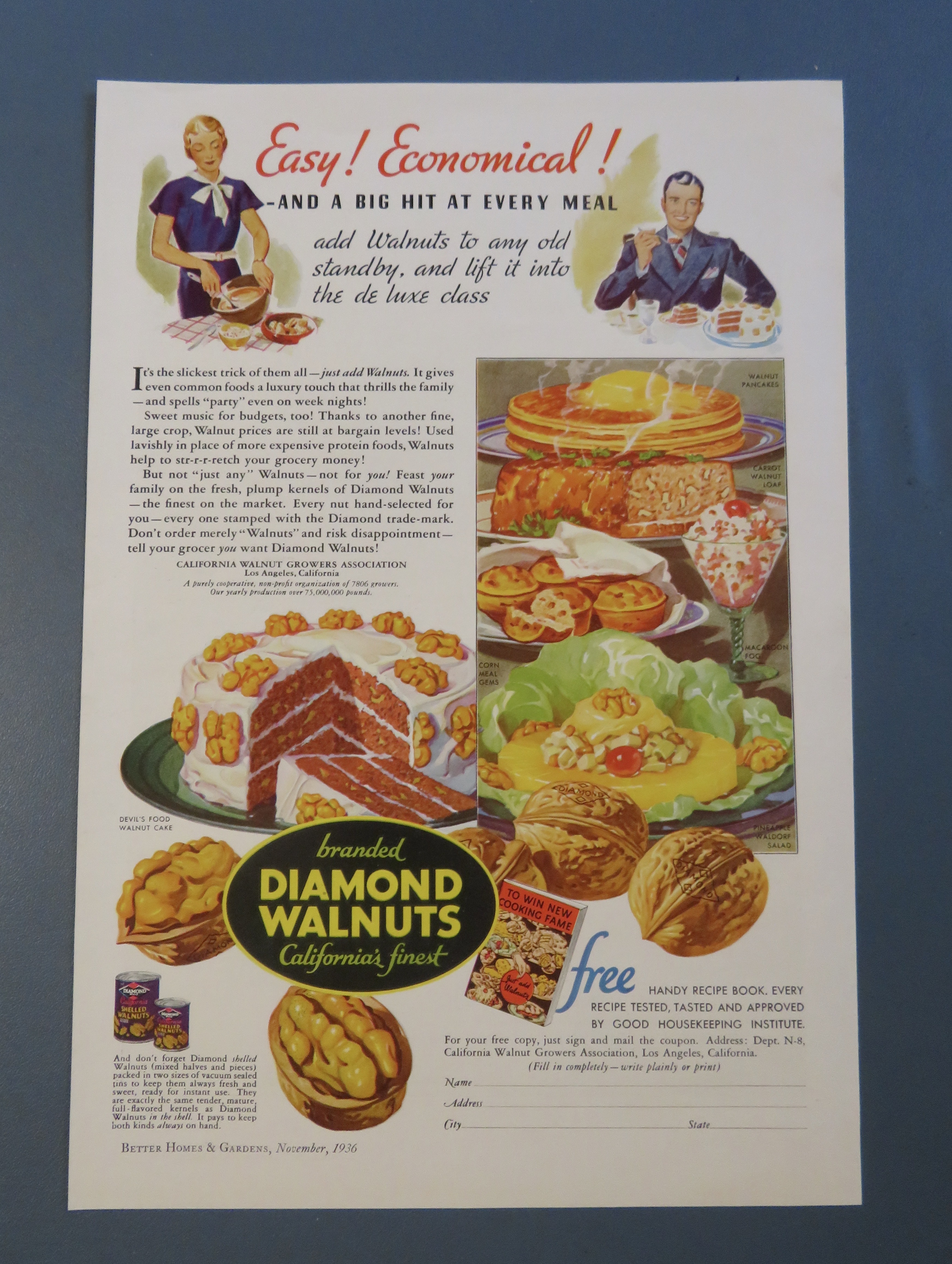 1936 Diamond Walnuts with Easy & Economical Meals