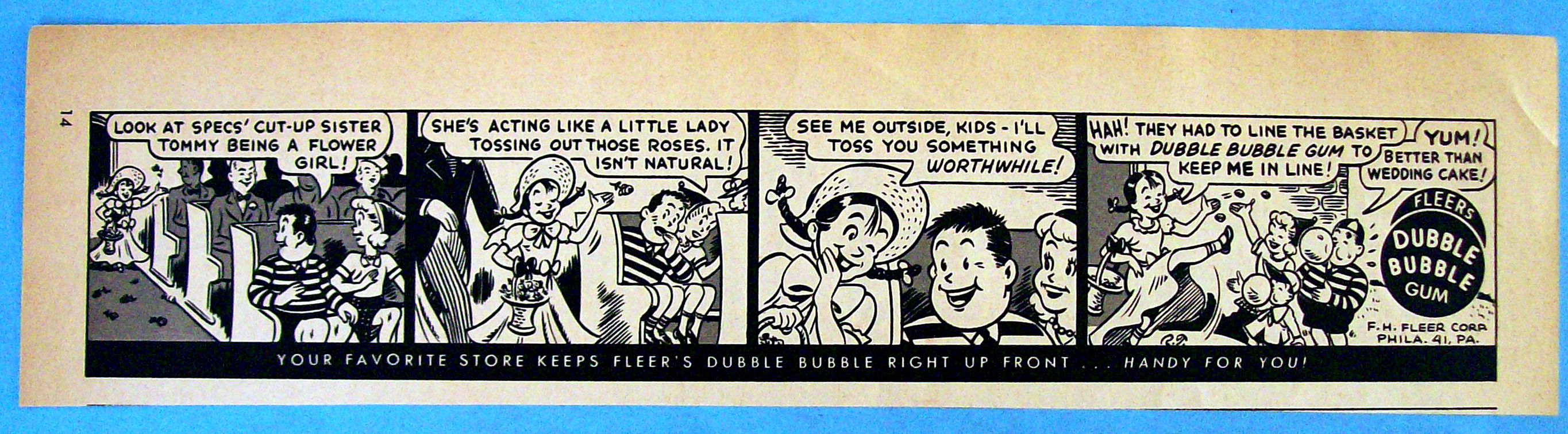 1949 Fleers Dubble Bubble Gum w/Cartoon for Fleers Gum