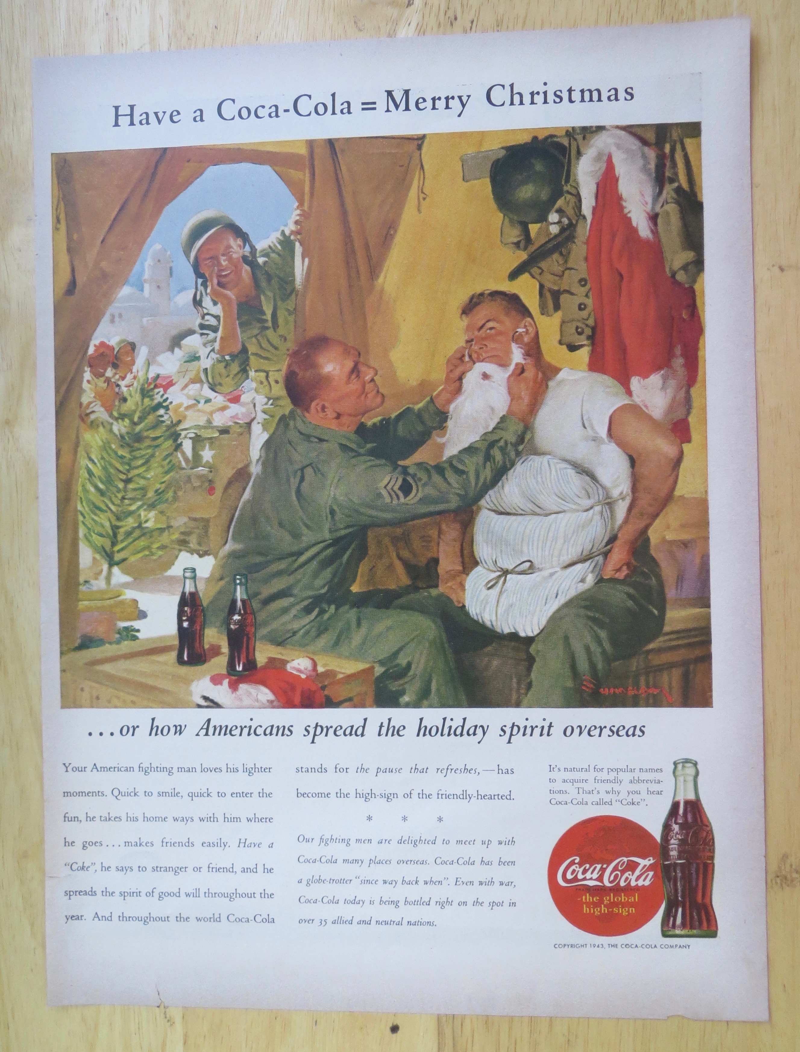 1943 Coca Cola (Coke) with Soldier Dressing as Santa
