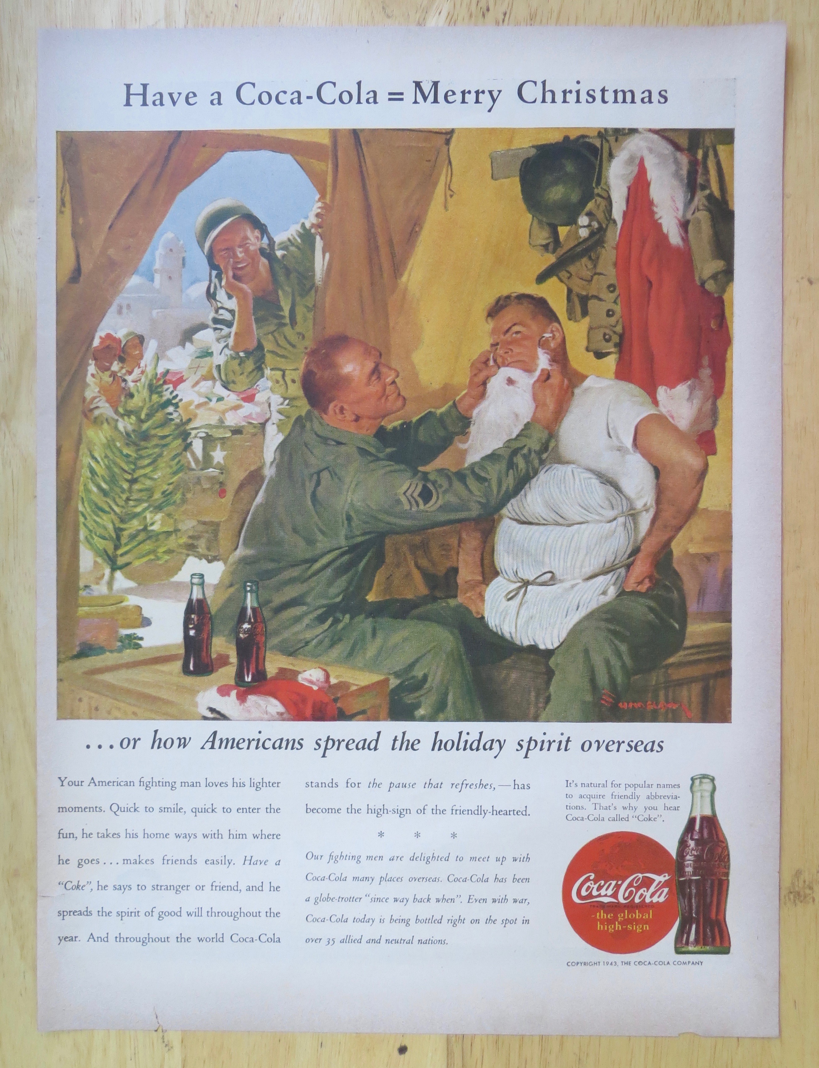 1943 Coca Cola (Coke) with Soldier Dressing as Santa