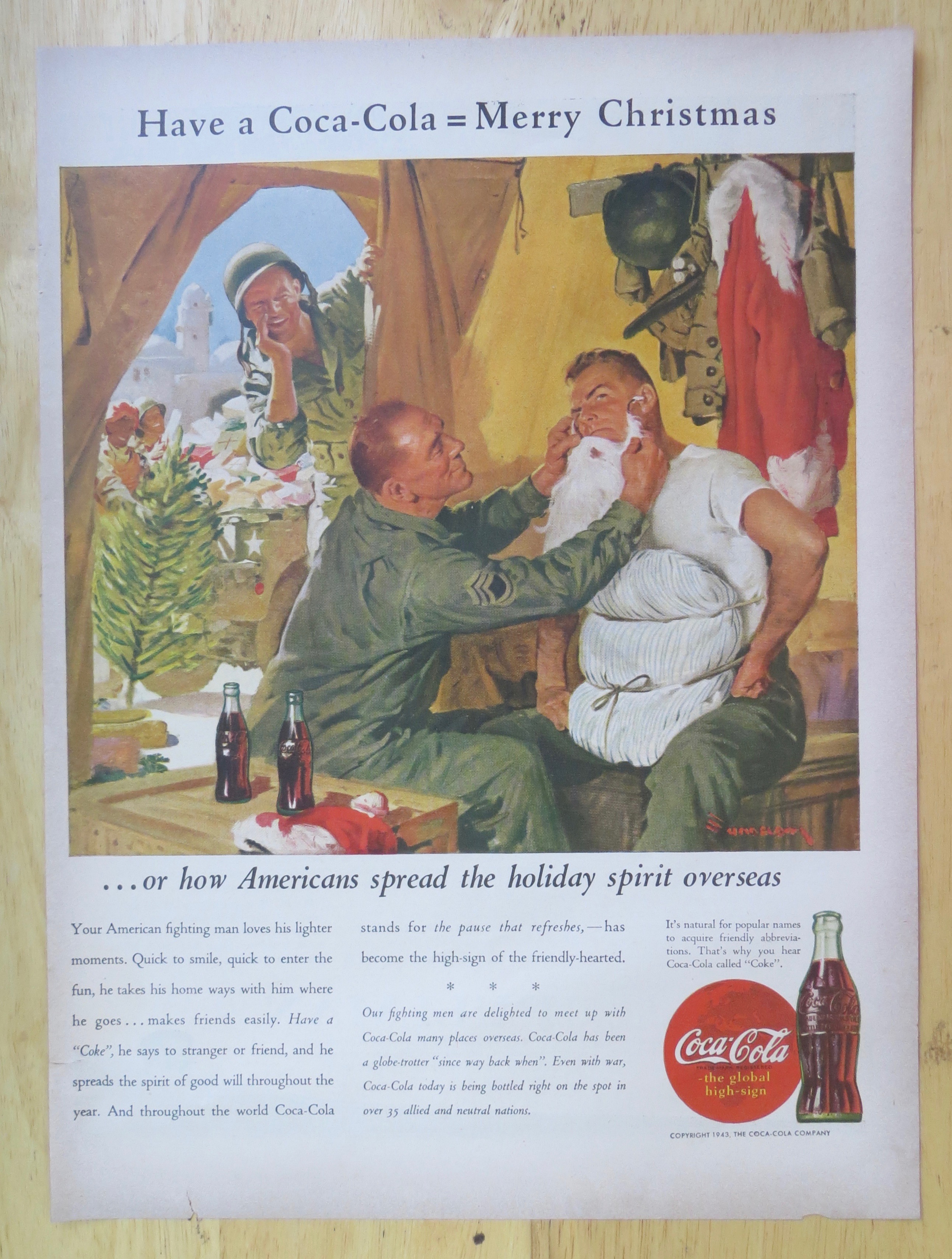 1943 Coca Cola (Coke) with Soldier Dressing as Santa