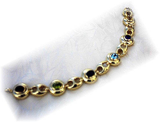 14K Gold Citrine Amethyst Topaze Peridot Bracelet 27.3