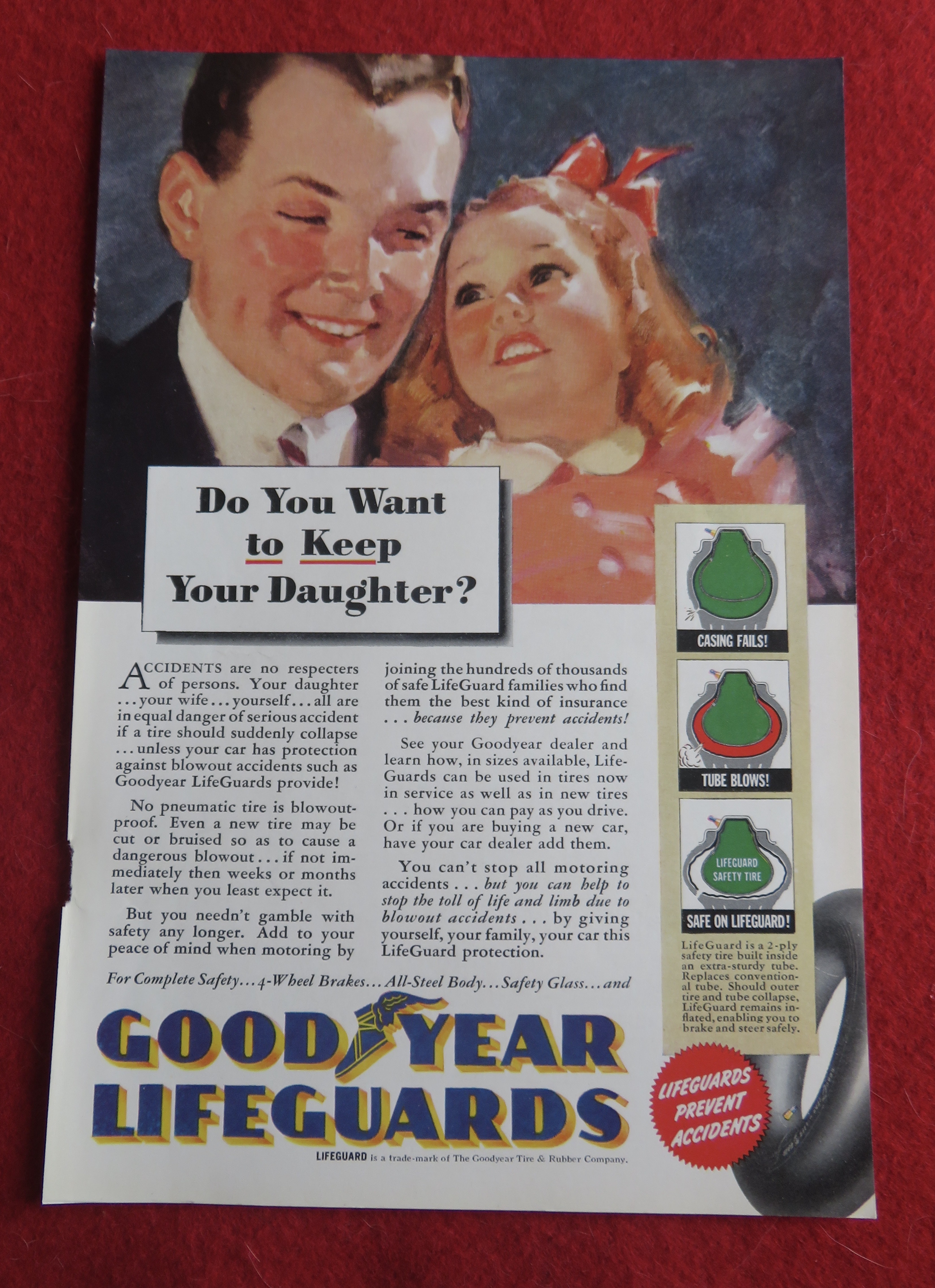 1940 Goodyear Lifeguard Tires with Little Girl & Man