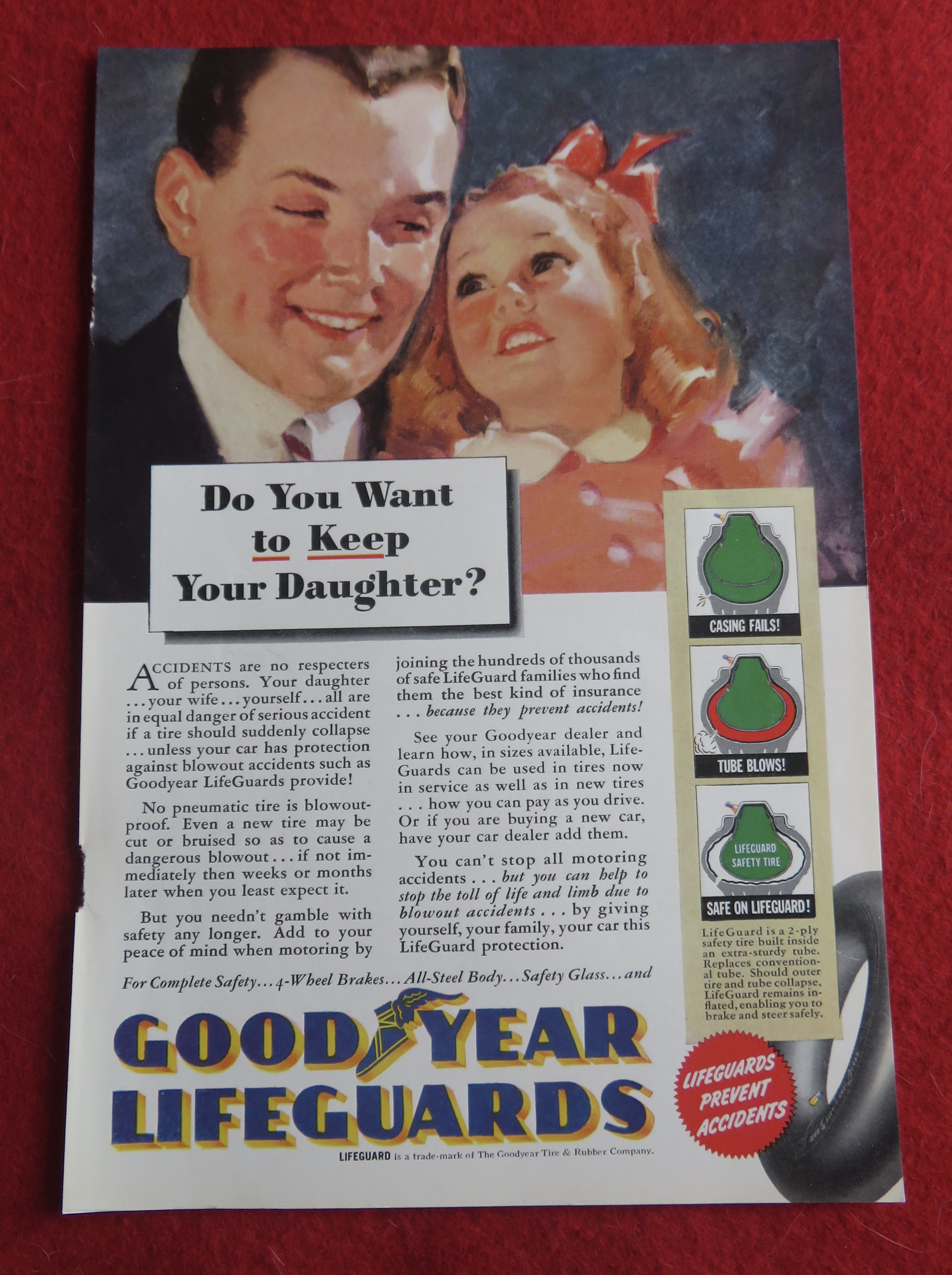 1940 Goodyear Lifeguard Tires with Little Girl & Man