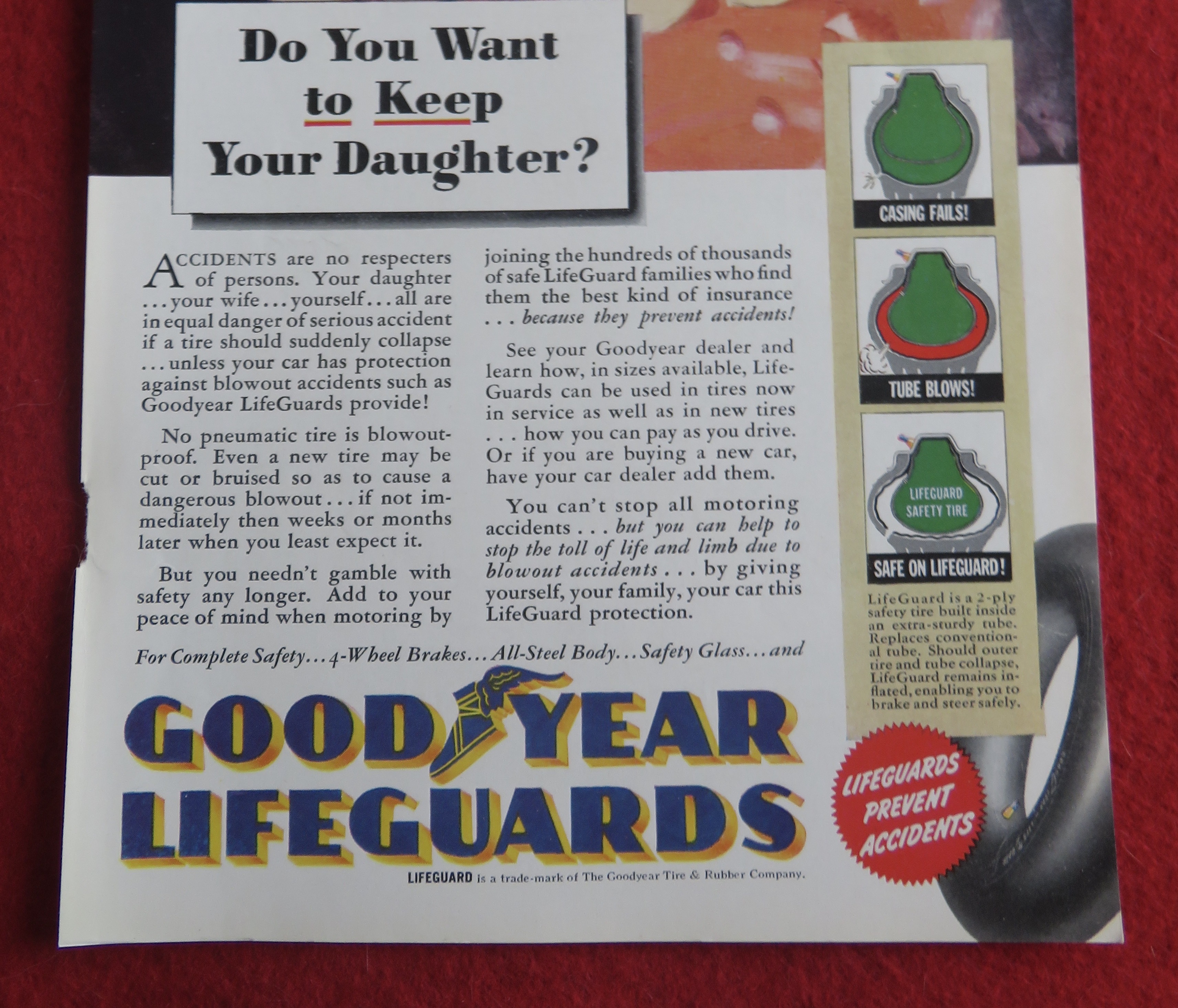 1940 Goodyear Lifeguard Tires with Little Girl & Man
