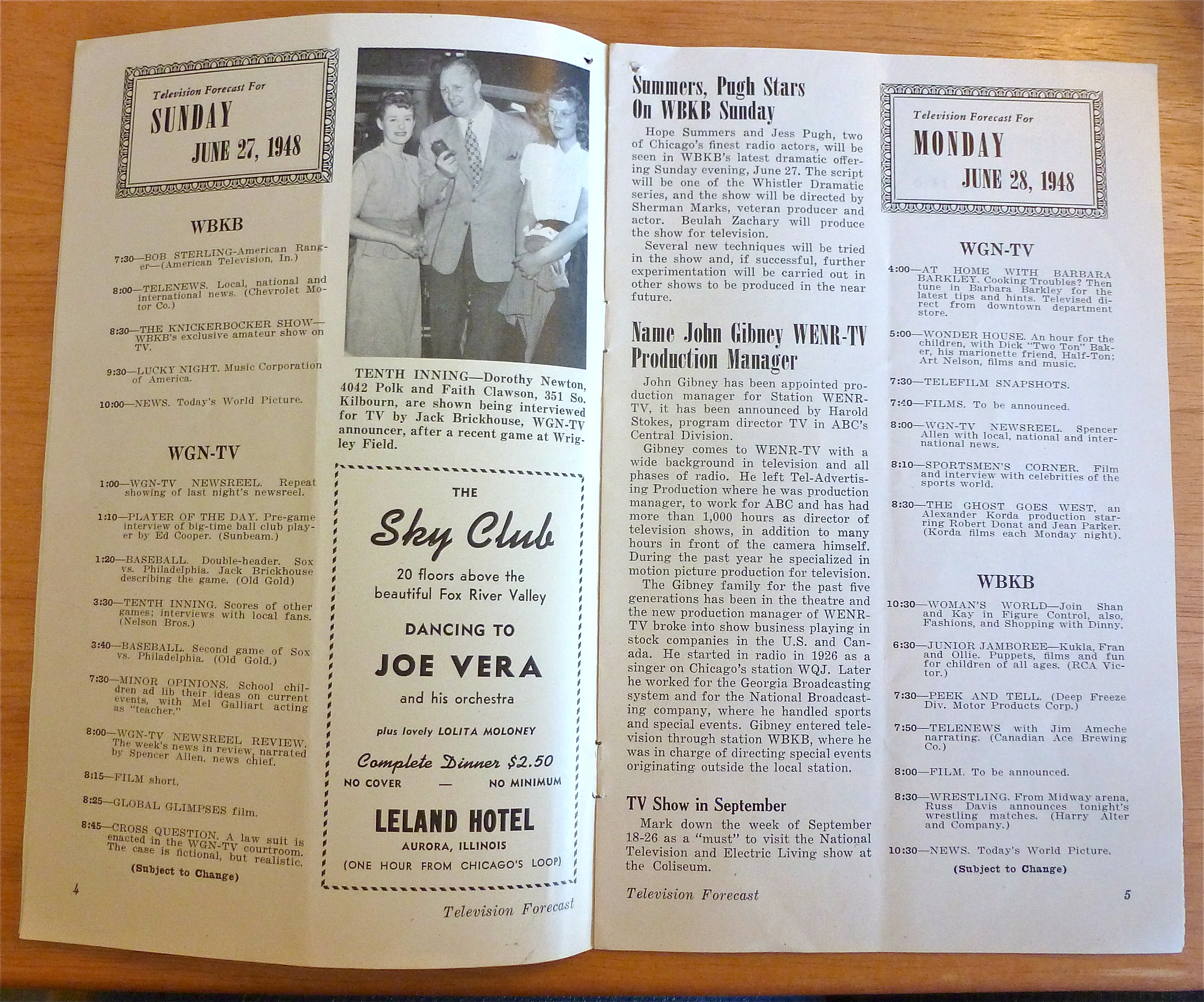 1948 Chicago Television Forecast Vol.1-#8 Girl Baseball