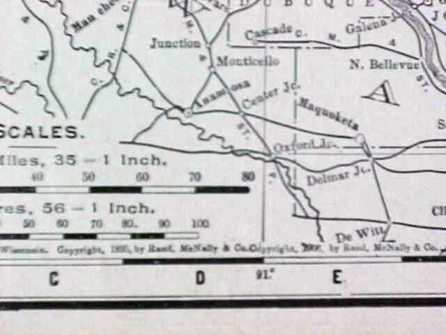 Map Wisconsin & Minnesota 1907 Rand McNally