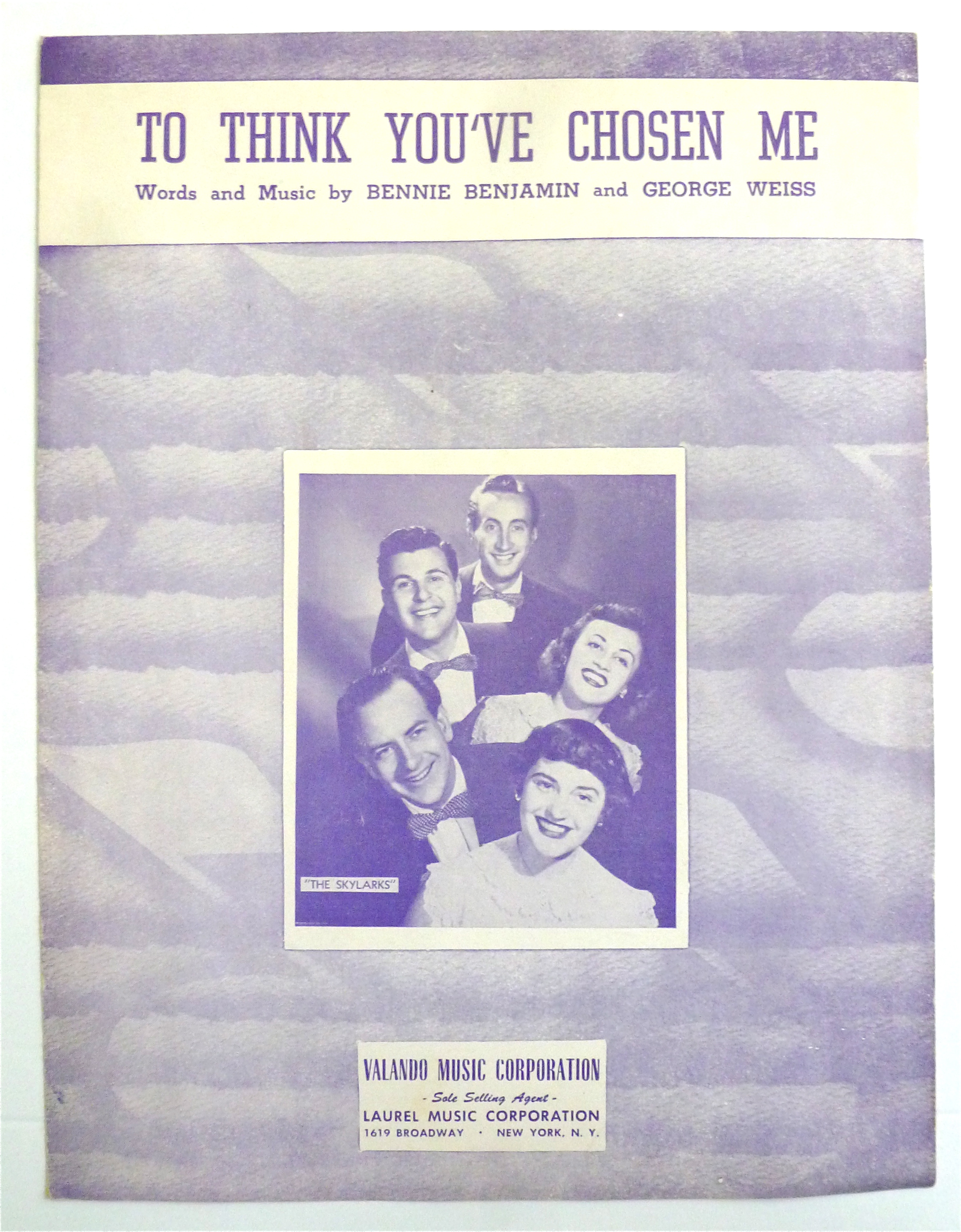 Sheet Music For 1950 To Think You've Chosen Me