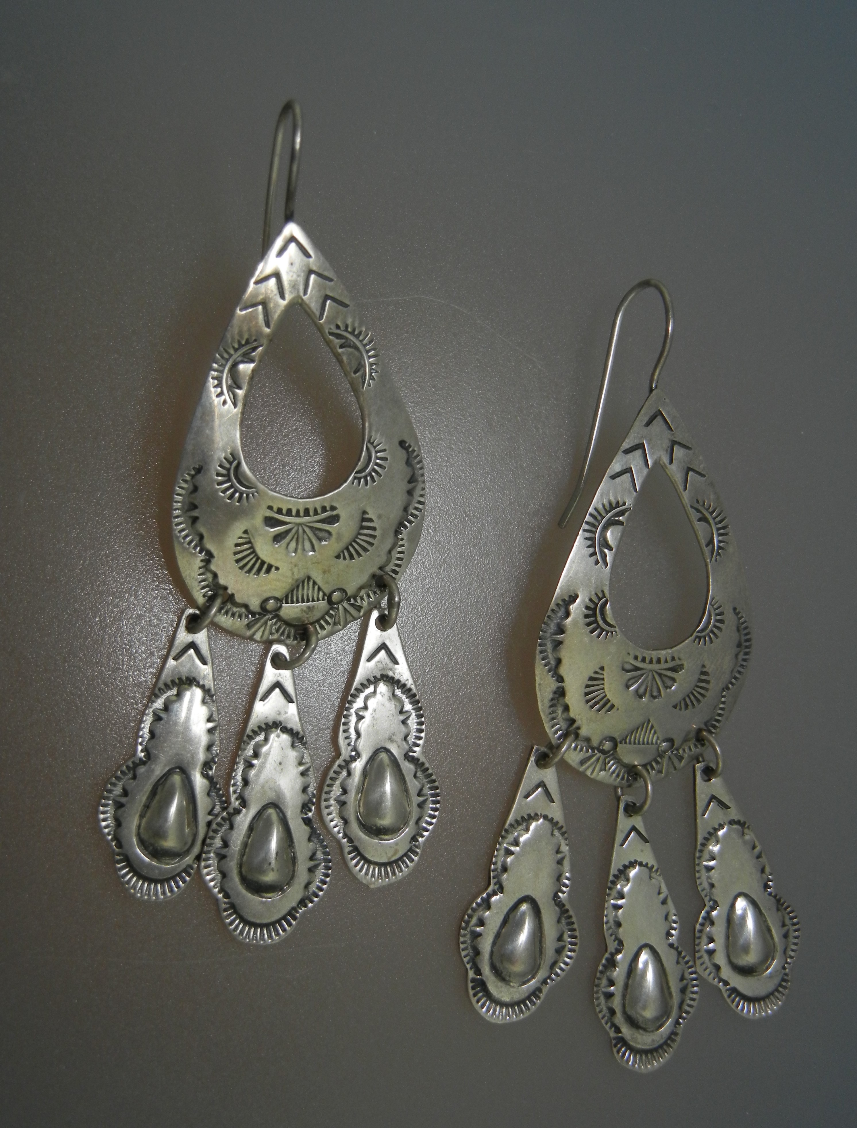Navajo Sterling Silver Shepherd Hook Earrings Signed D