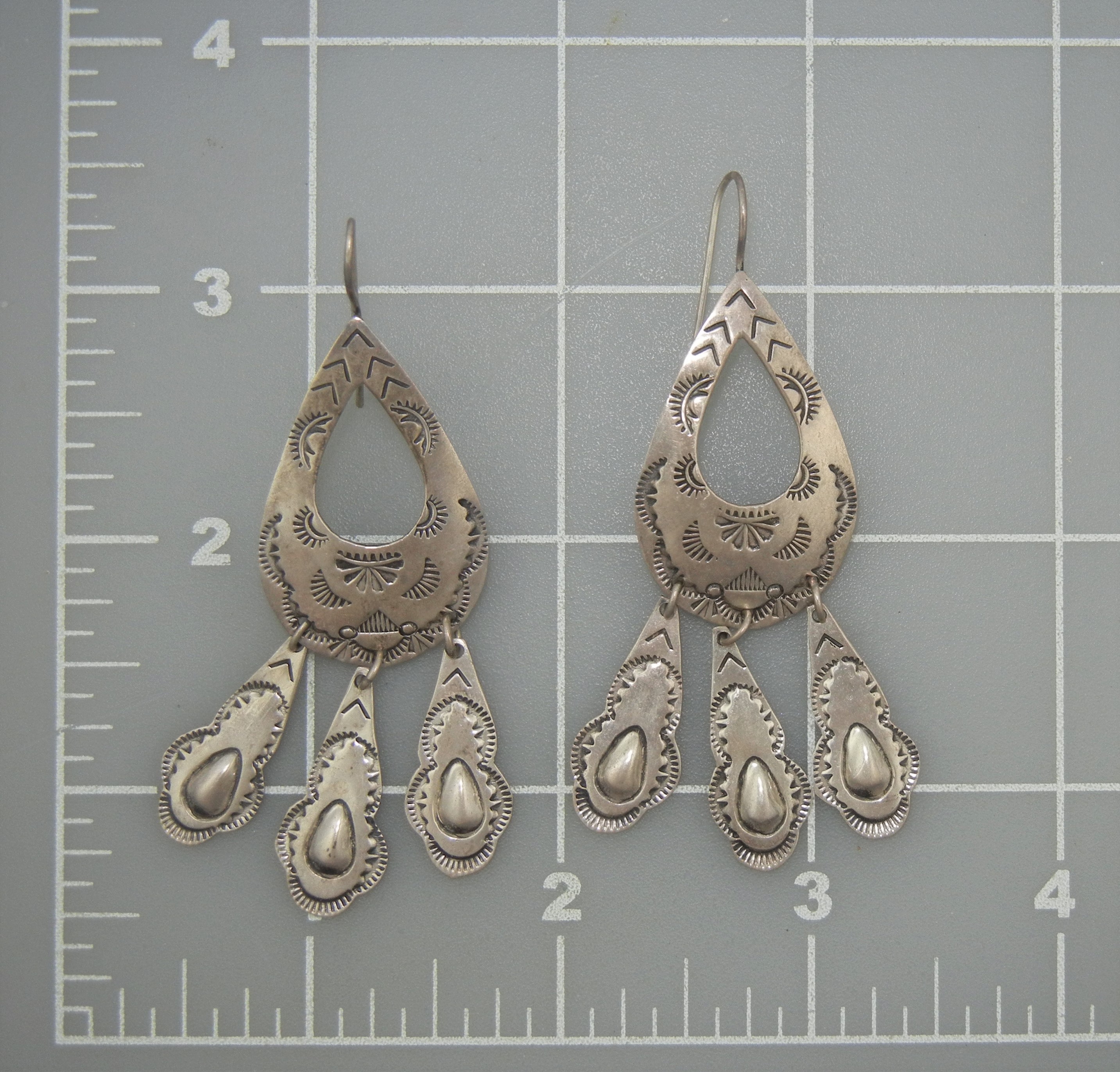 Navajo Sterling Silver Shepherd Hook Earrings Signed D