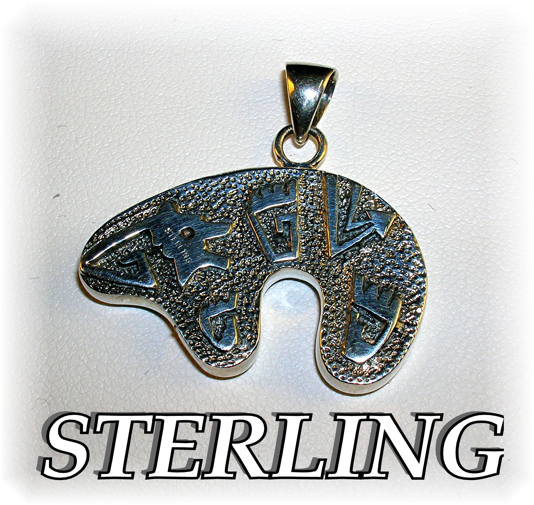 Sterling Silver Black Onyx and Oal Bear Pendant