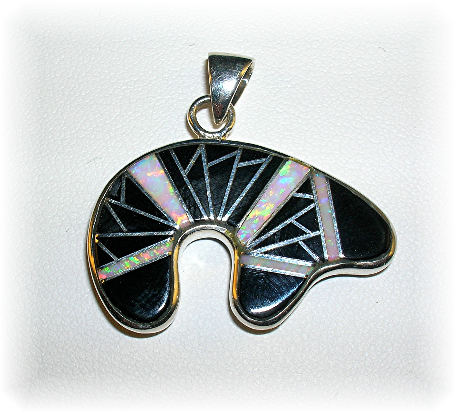 Sterling Silver Black Onyx and Oal Bear Pendant
