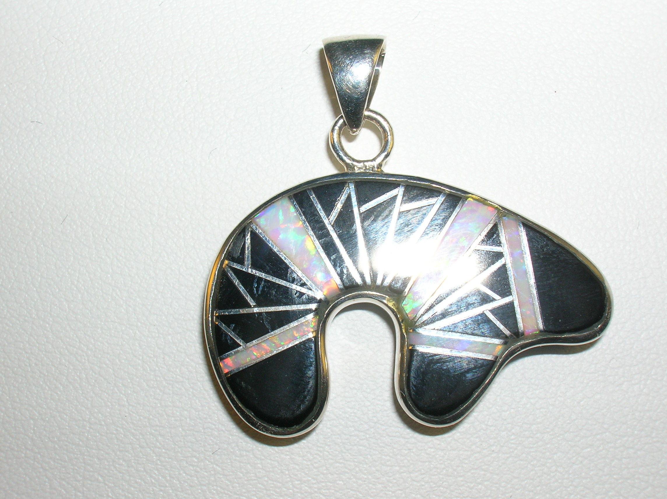 Sterling Silver Black Onyx and Oal Bear Pendant